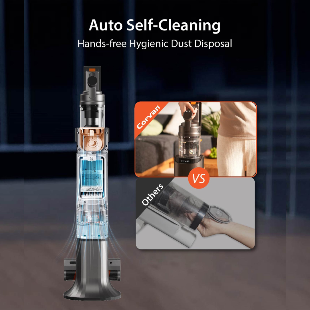 Corvan X8 Self Clean 4-in-1 Mop, Vacuum, Steam and Sterilize | All-In-One Auto Clean Station