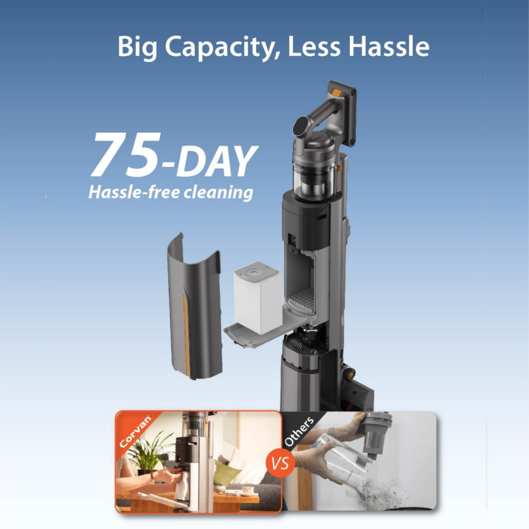 Corvan X8 Self Clean 4-in-1 Mop, Vacuum, Steam and Sterilize | All-In-One Auto Clean Station