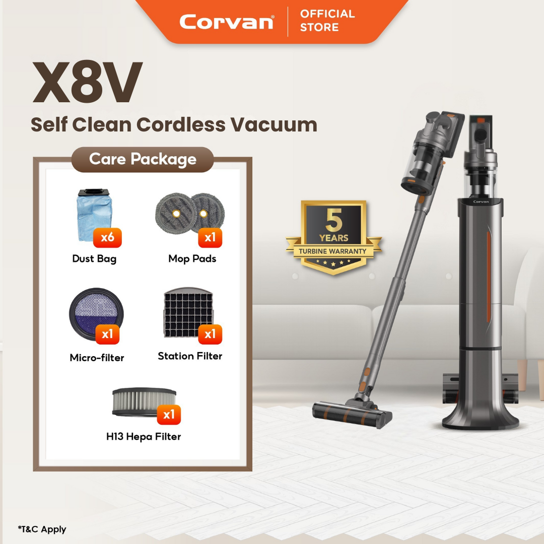 Corvan X8V Self Clean 2-in-1 Vacuum and Sterilize | Auto Clean Station