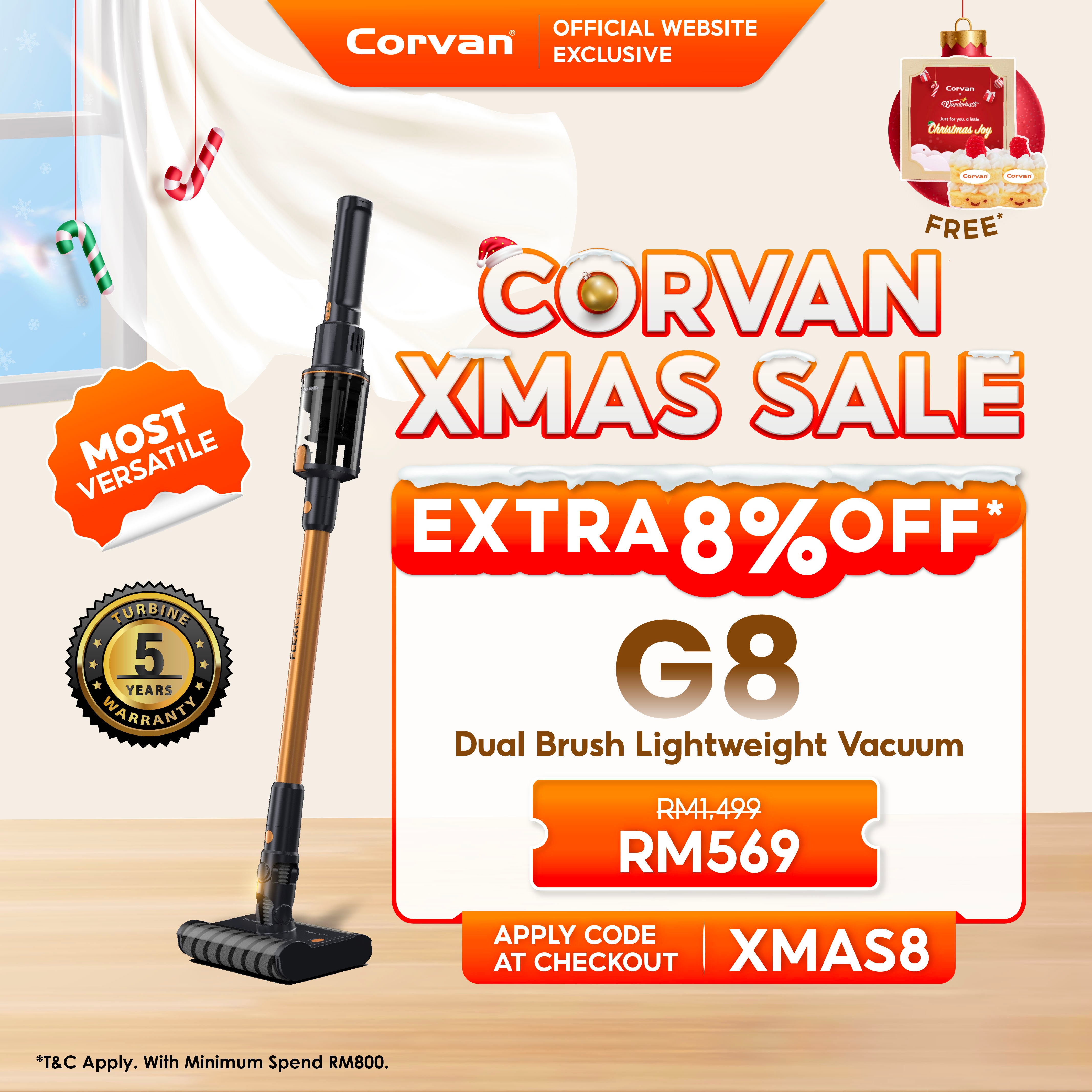 Corvan Cordless Vacuum Dual-Brush Efficiency FlexiGlide G8