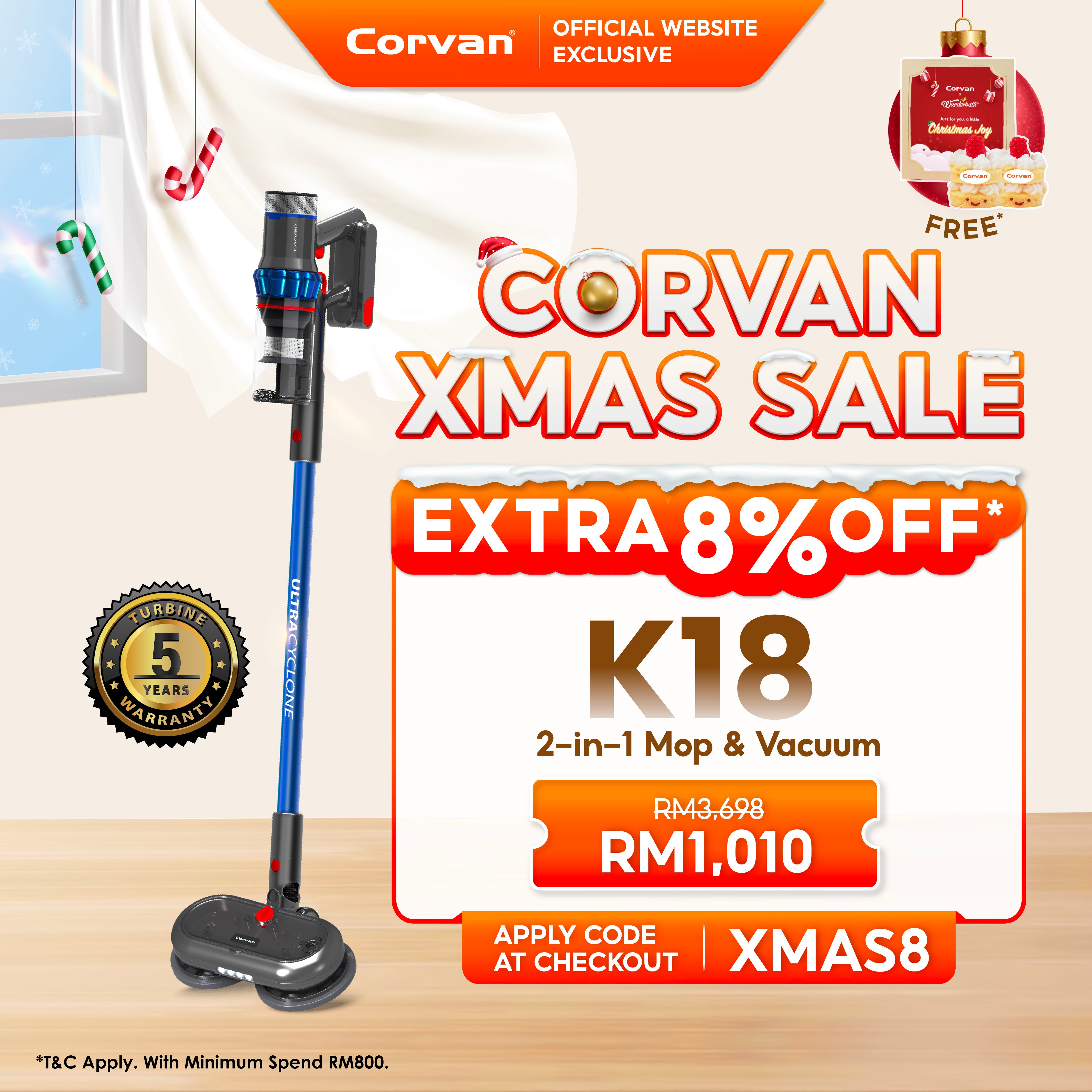 Corvan 2 In 1 Cordless Vacuum Cleaner & Cordless Mop K18