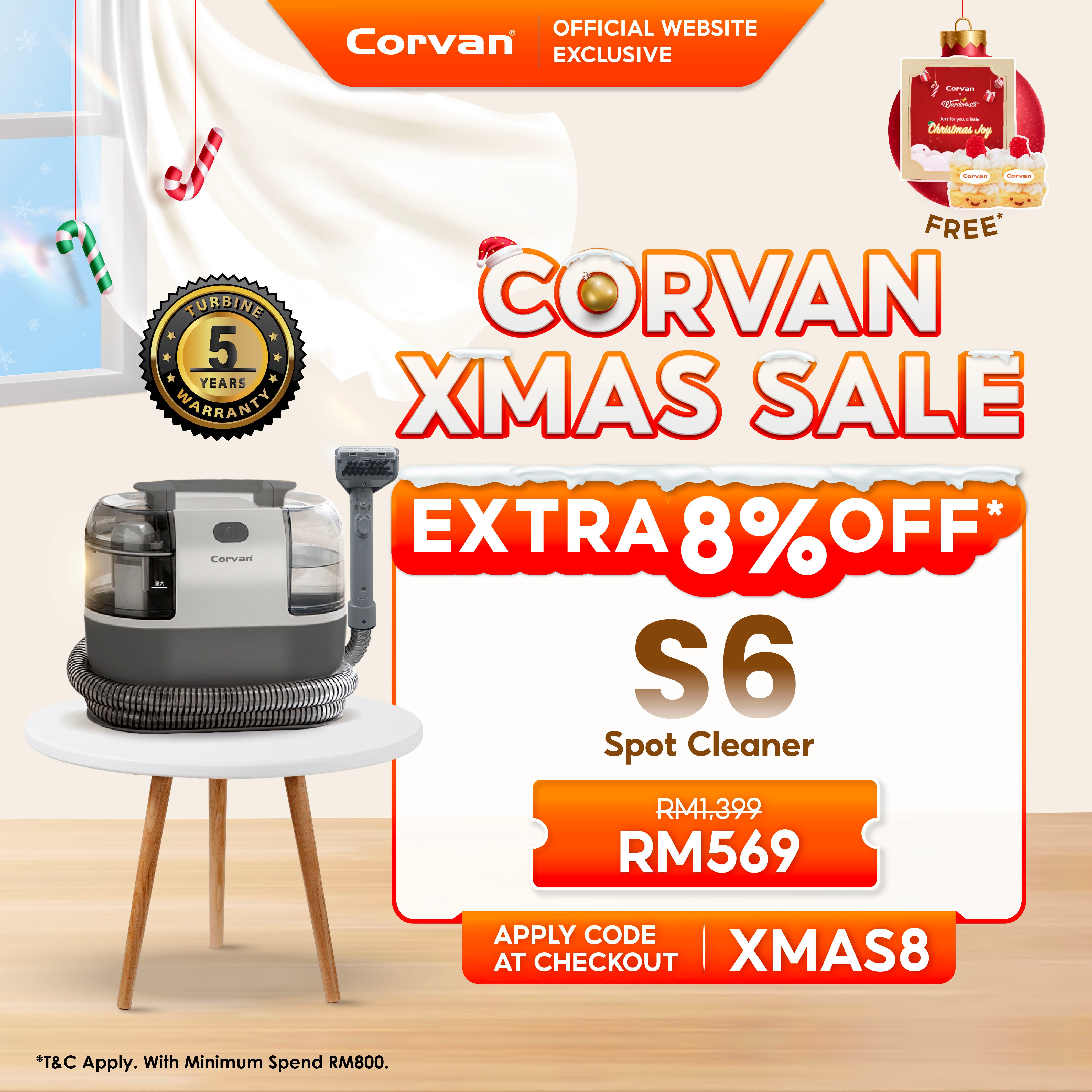 Corvan Spot Cleaner S6 - Carpet & Upholstery Cleaning with TurboDry System