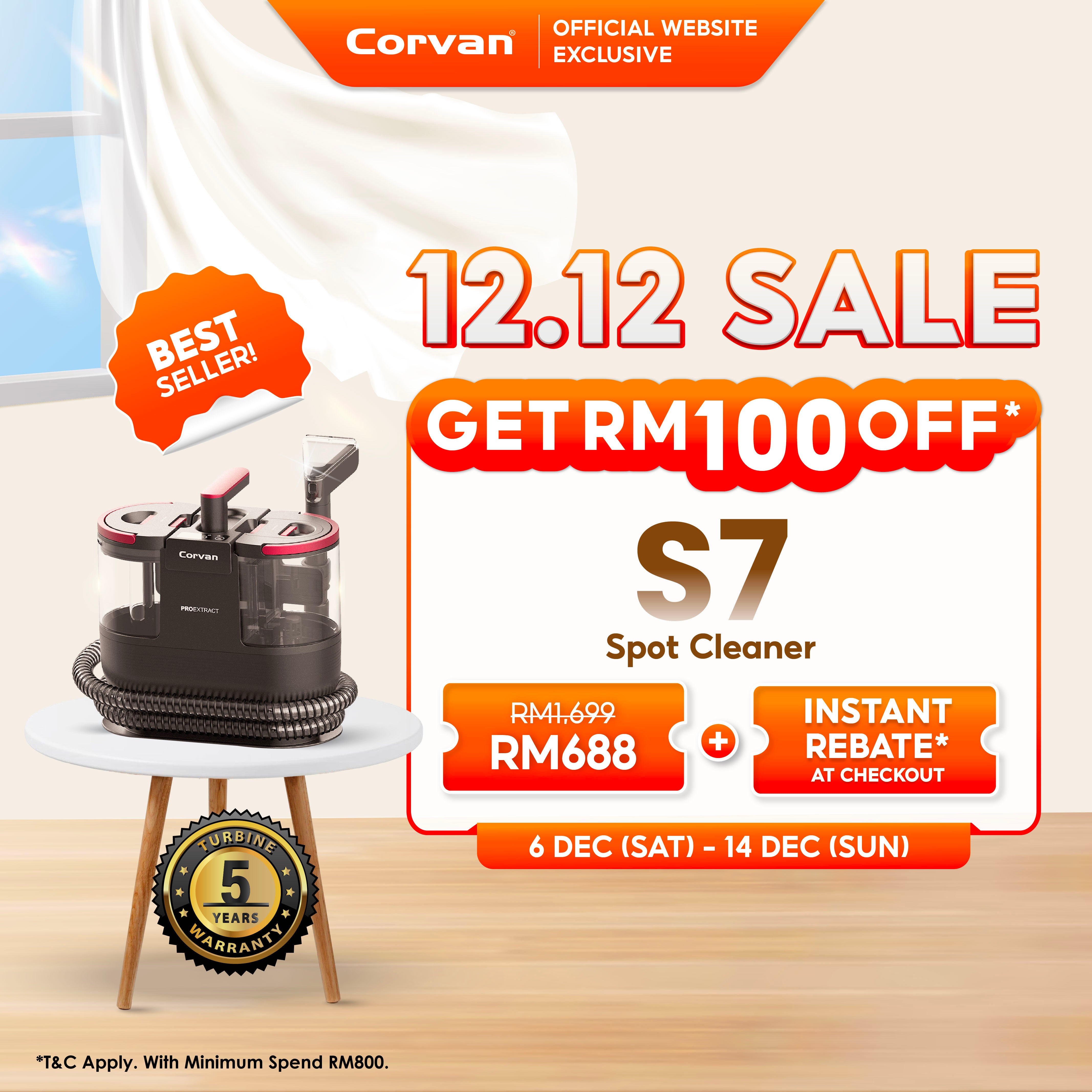 Corvan Spot Cleaner S7 - Carpet & Upholstery Cleaning with ProExtract System