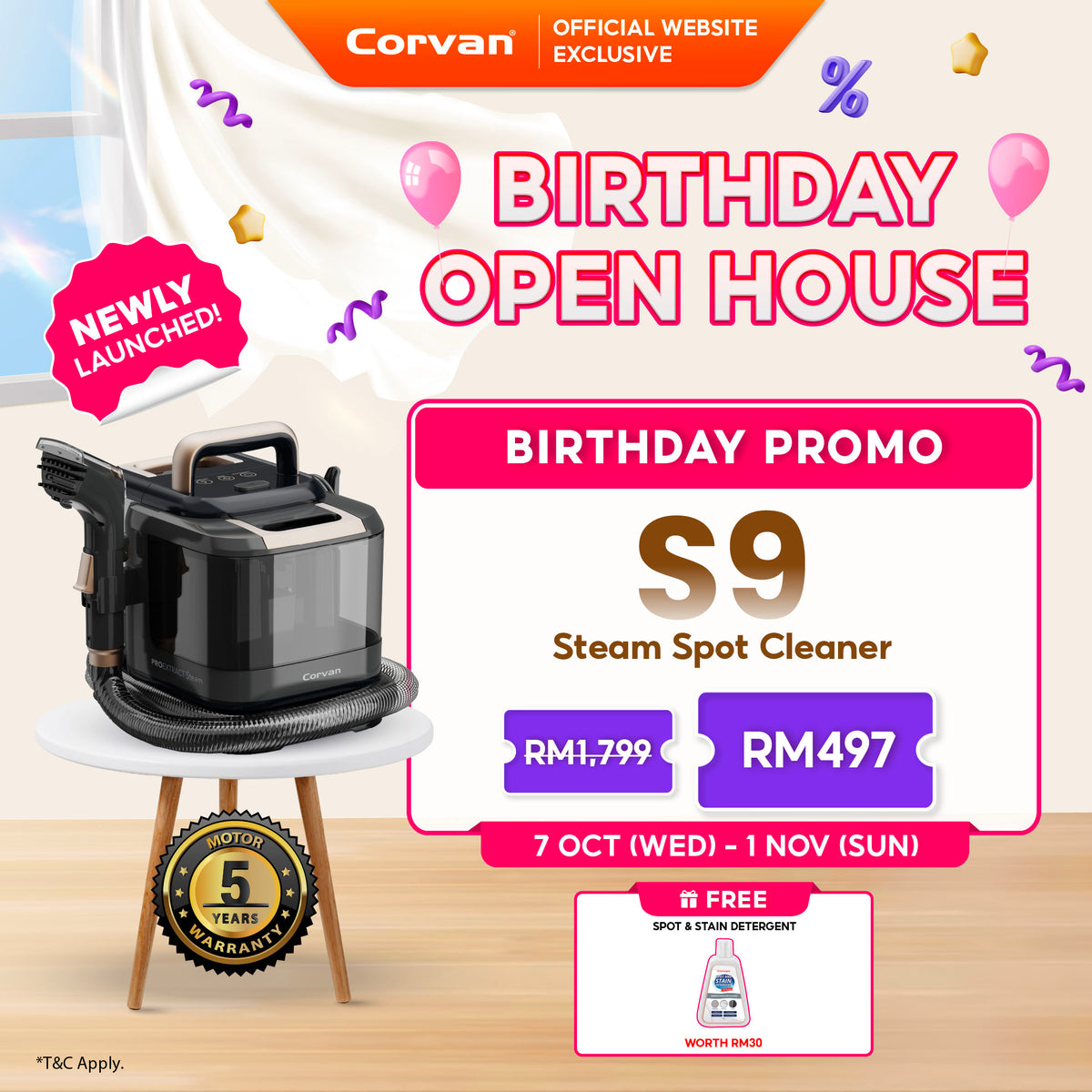 NEW Corvan Steam Spot Cleaner S9