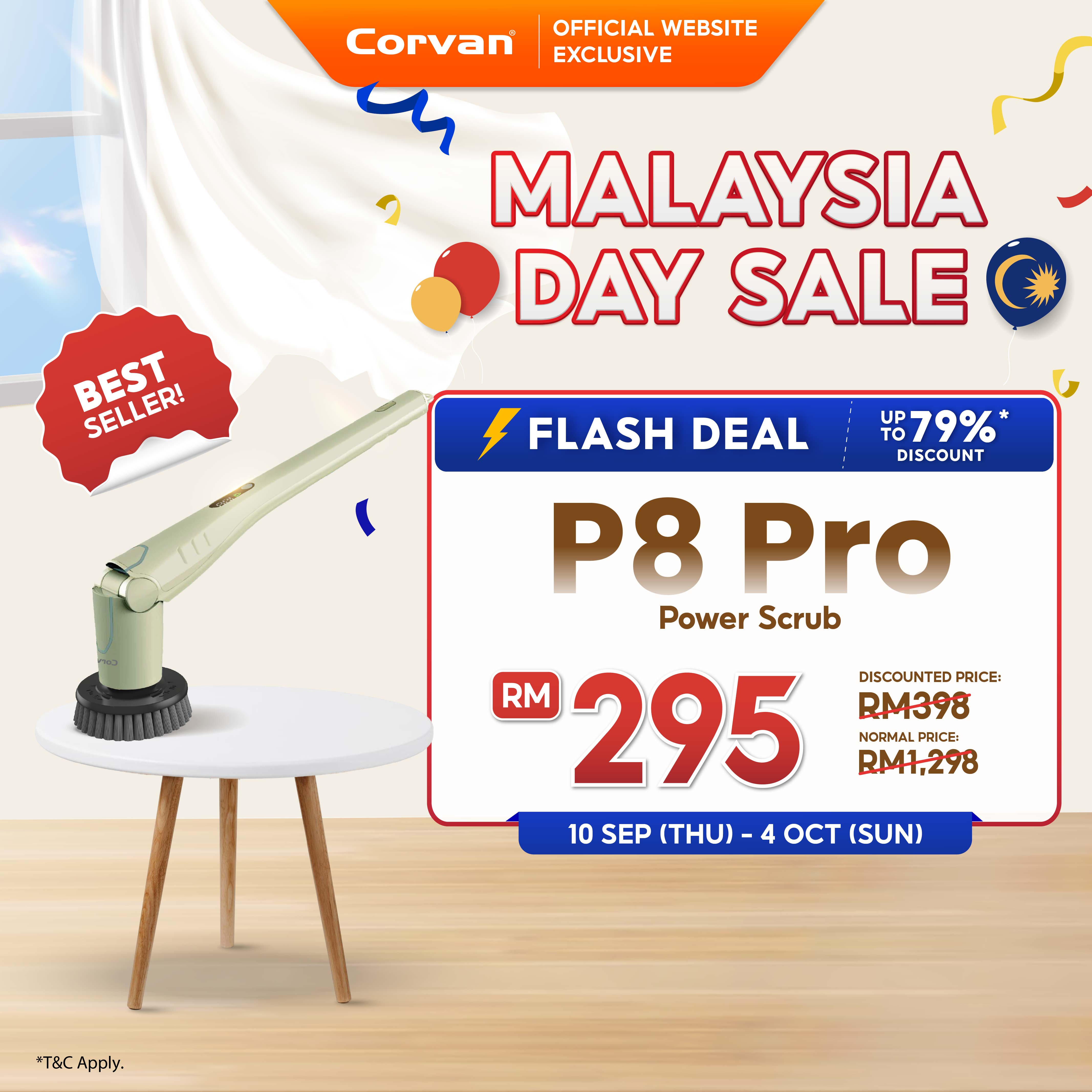 Corvan P8 Pro PowerScrub: Dual-Speed Scrubbing, Multiple Pads & Brushes