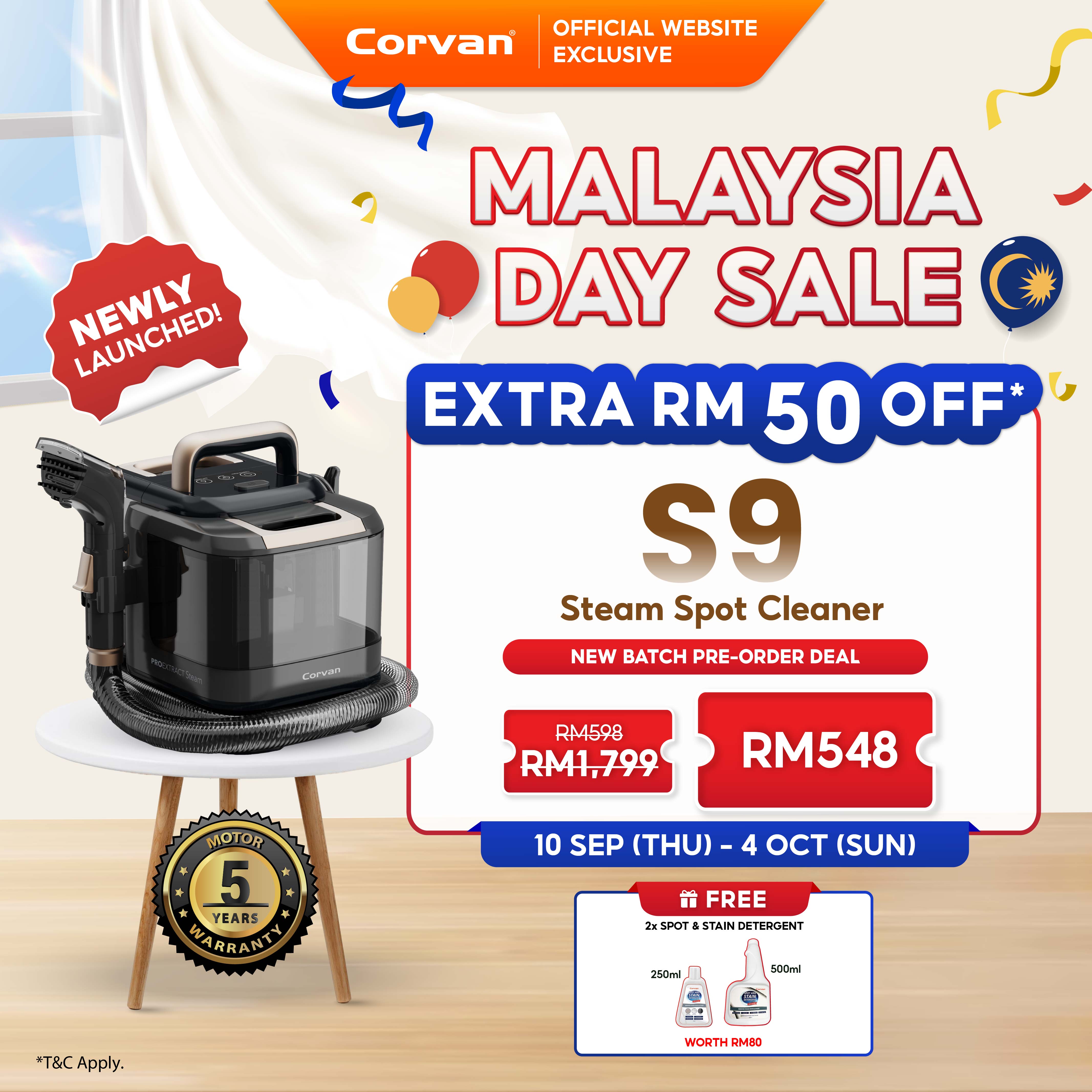 (Pre-Order) NEW Corvan Steam Spot Cleaner S9 (ETA End of Sep)