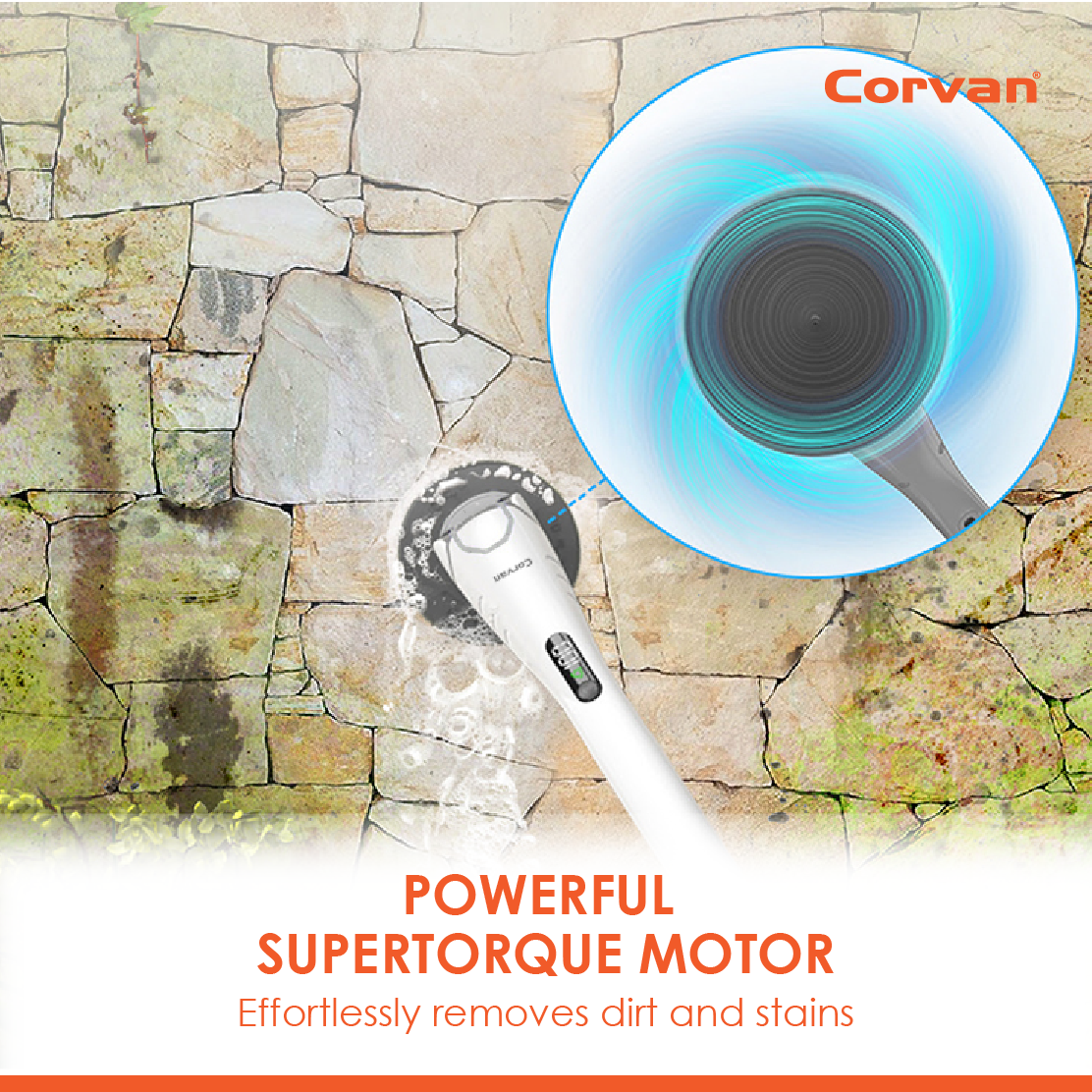 Corvan P8 Pro PowerScrub: Dual-Speed Scrubbing, Multiple Pads & Brushes