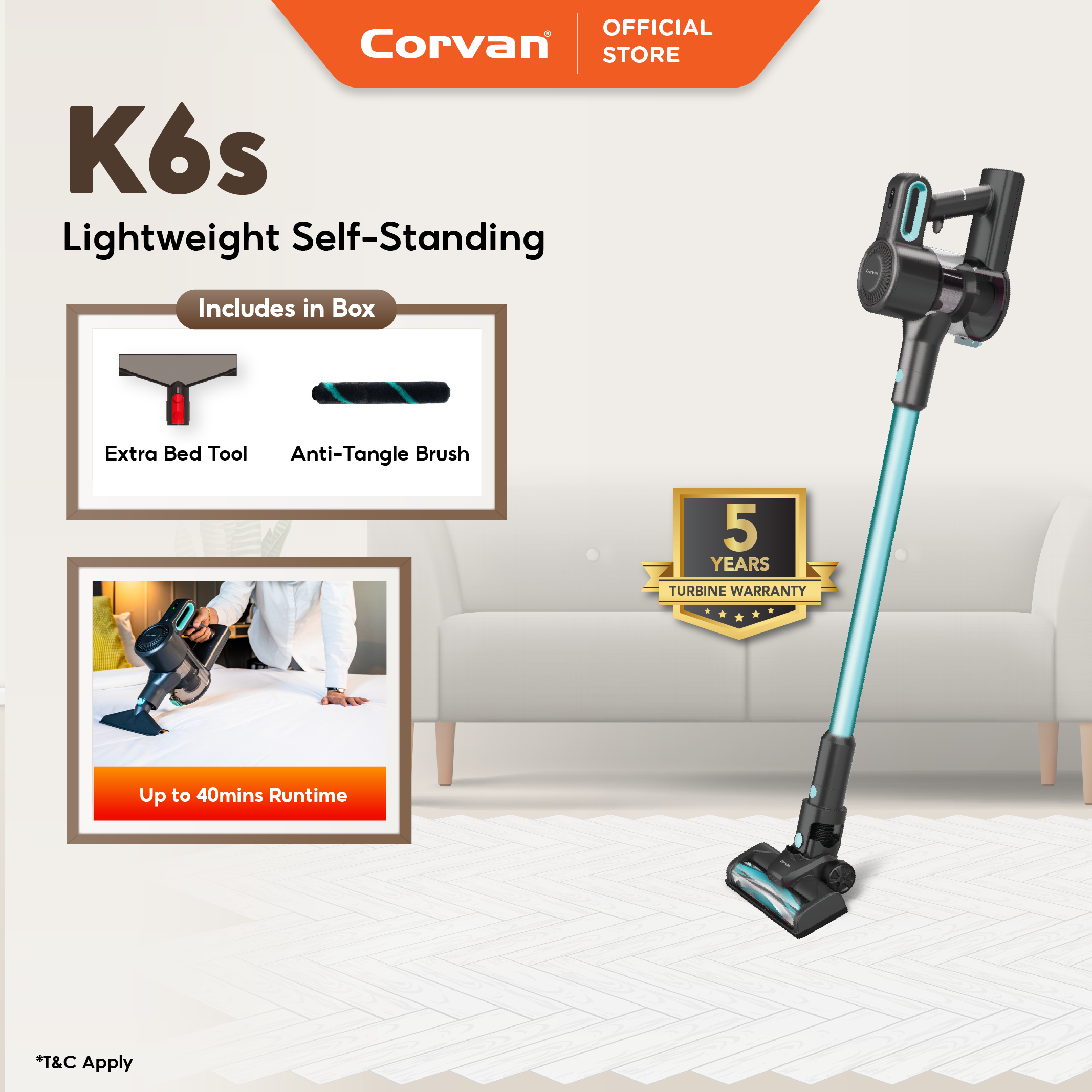 Corvan Cordless Vacuum Wireless Cleaner K6S