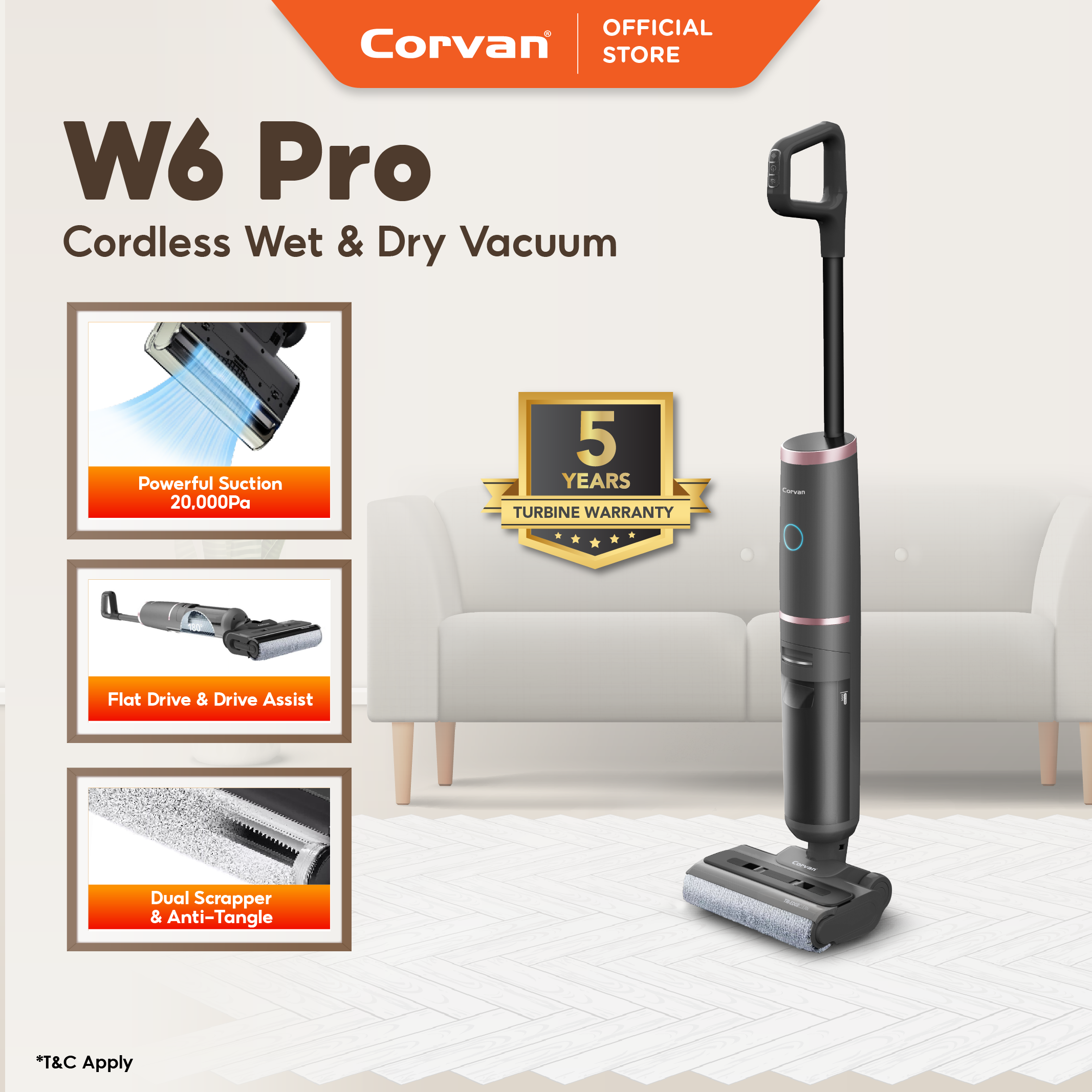 Corvan W6 Pro Cordless Wet and Dry Vacuum
