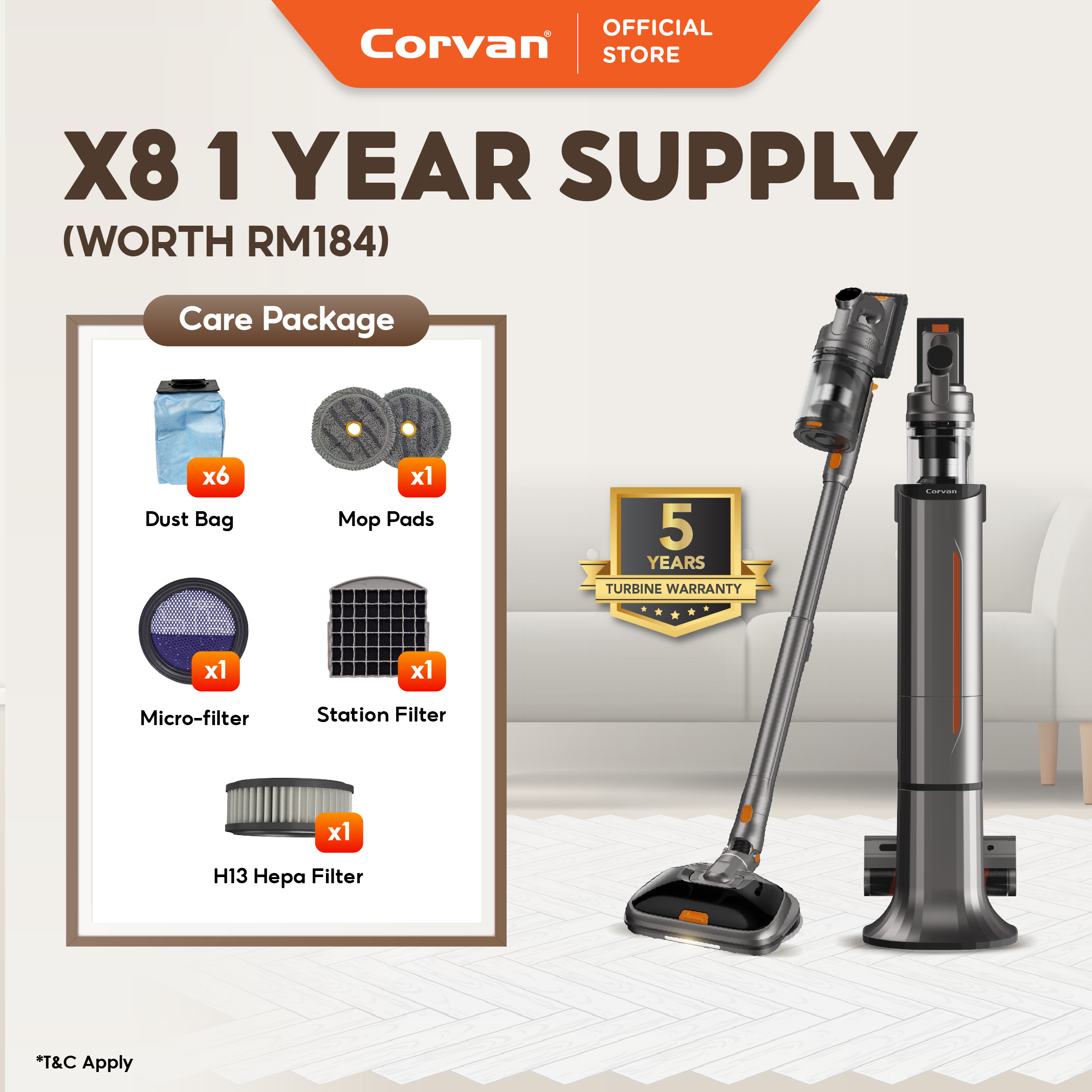 Corvan 1-Year X8 & X8V Care Package and Consumables