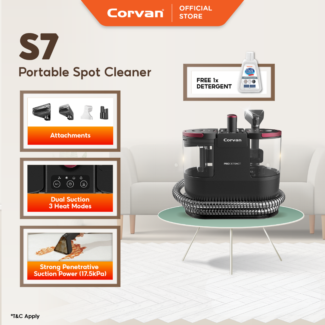 Corvan Spot Cleaner S7 - Carpet & Upholstery Cleaning with ProExtract System