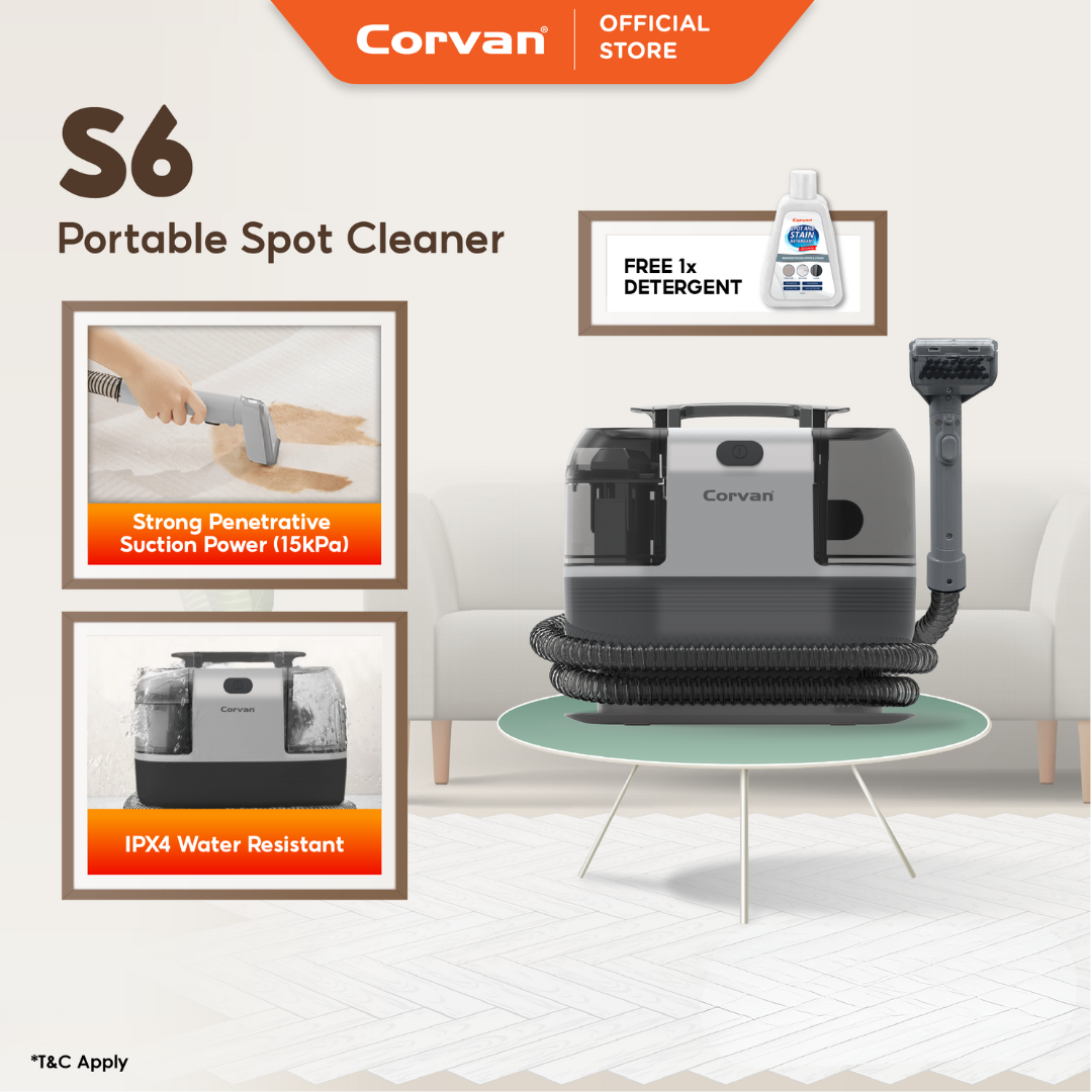 Corvan Spot Cleaner S6 - Carpet & Upholstery Cleaning with TurboDry System