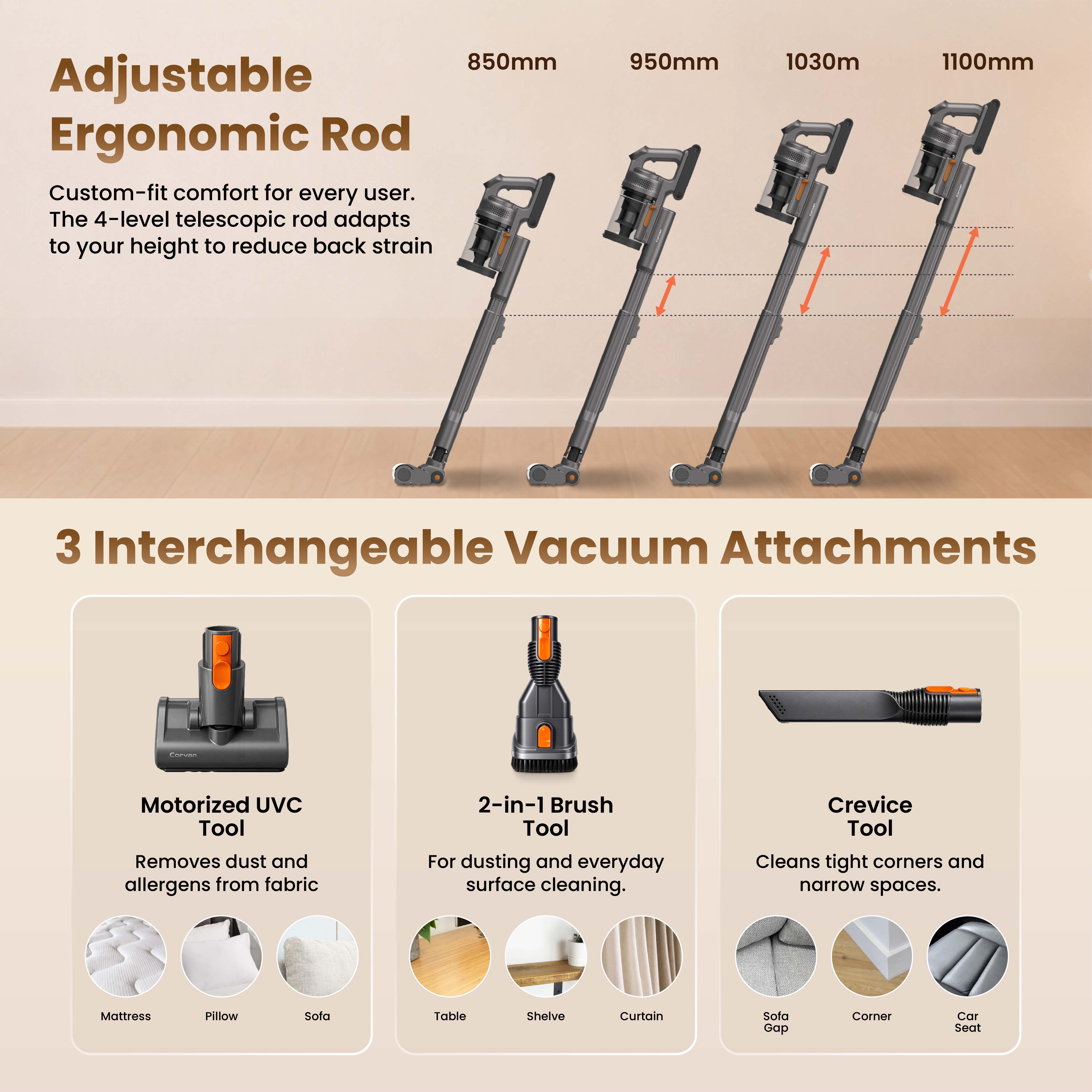 Corvan X8V Self Clean 2-in-1 Vacuum and Sterilize | Auto Clean Station