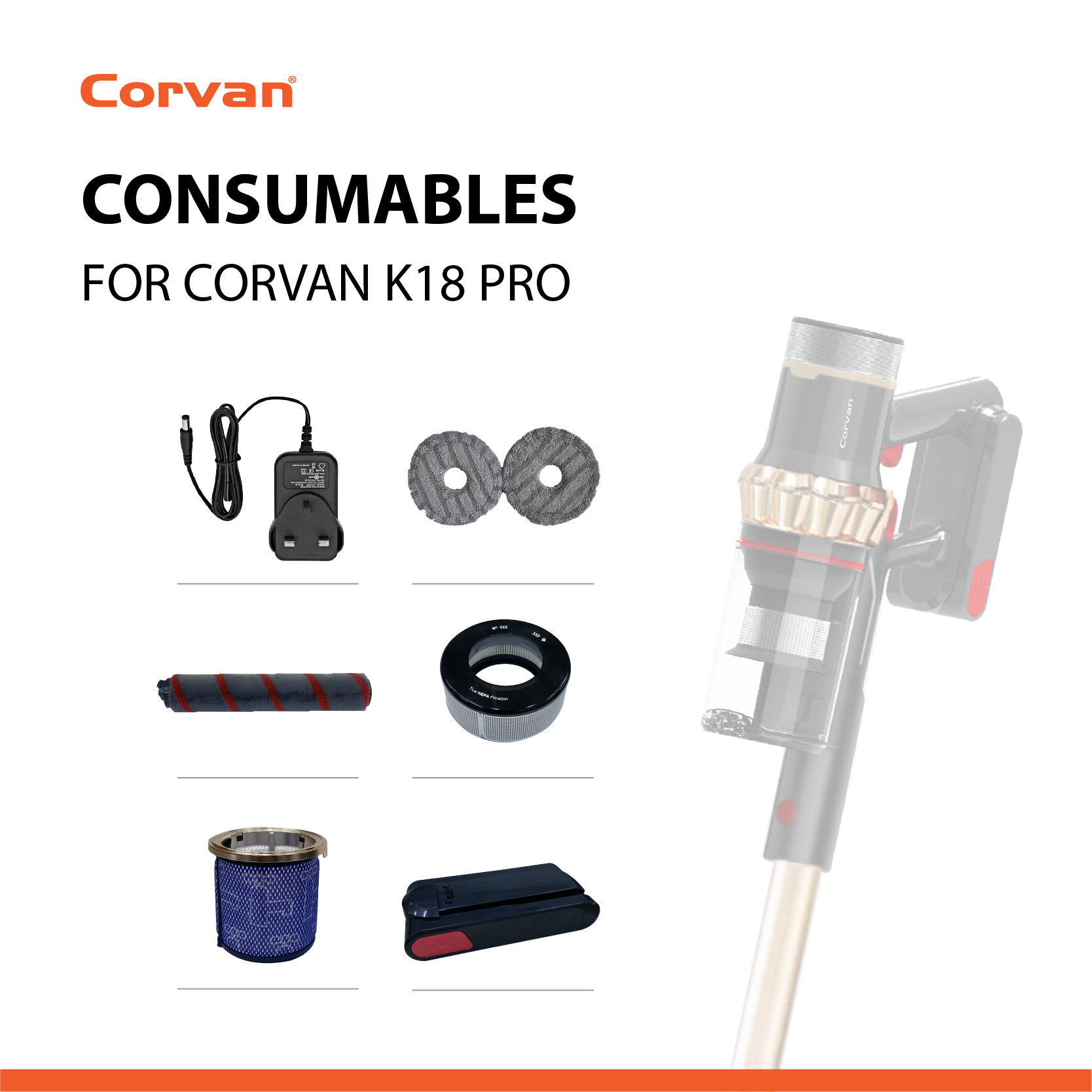 Corvan K18 Pro Genuine Consumables & Parts