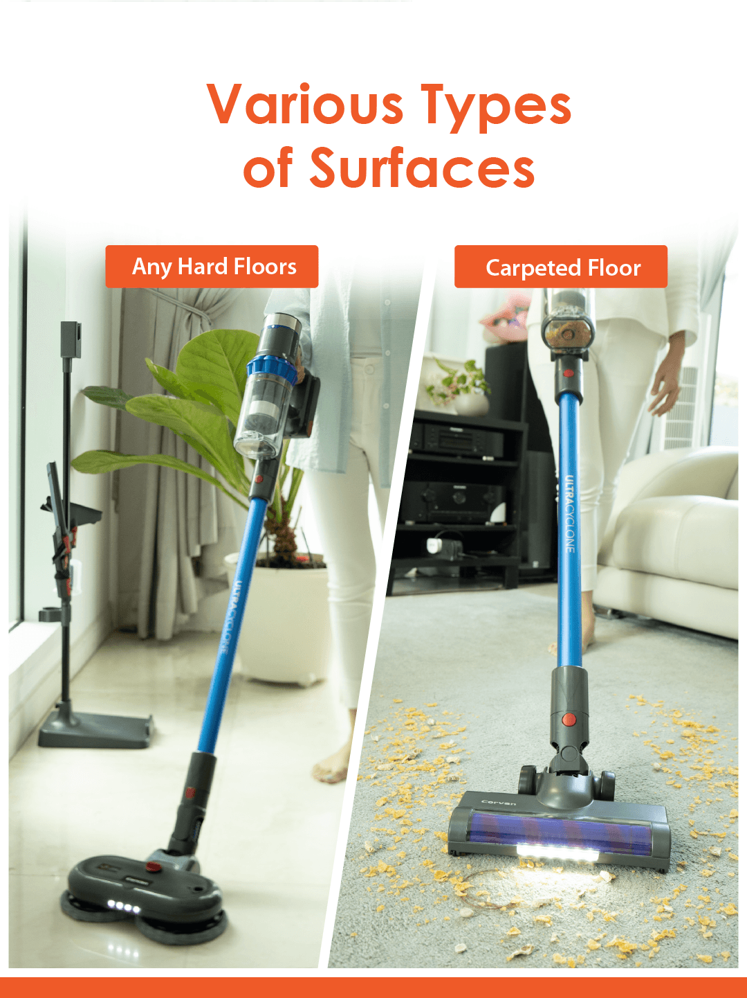 Corvan 2 In 1 Cordless Vacuum Cleaner Cordless Mop K18