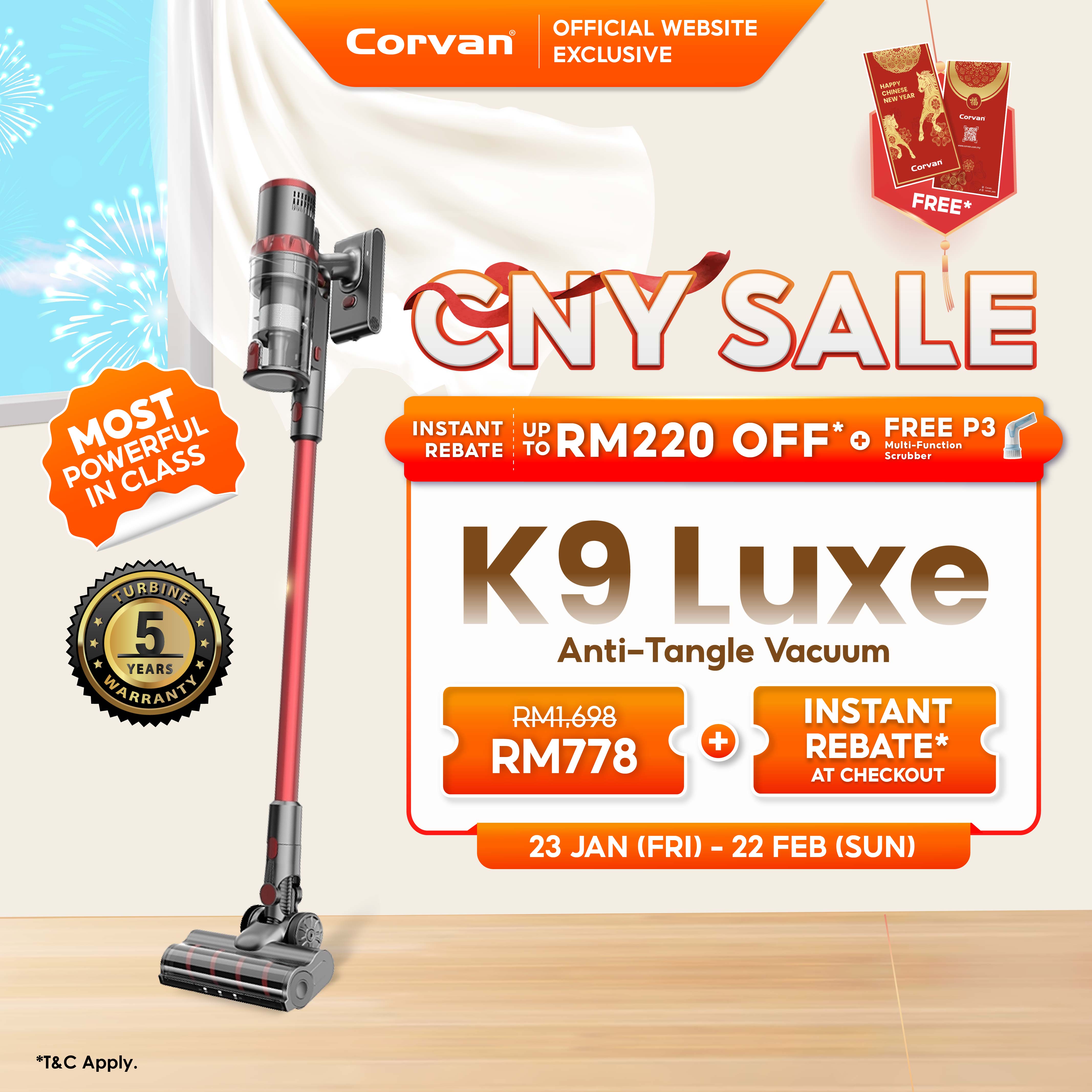 Corvan Anti-tangle Cordless Vacuum Cleaner K9 Luxe