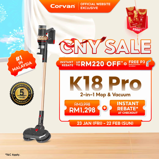 Corvan 2 In 1 Cordless Vacuum Cleaner & Cordless Mop K18 Pro