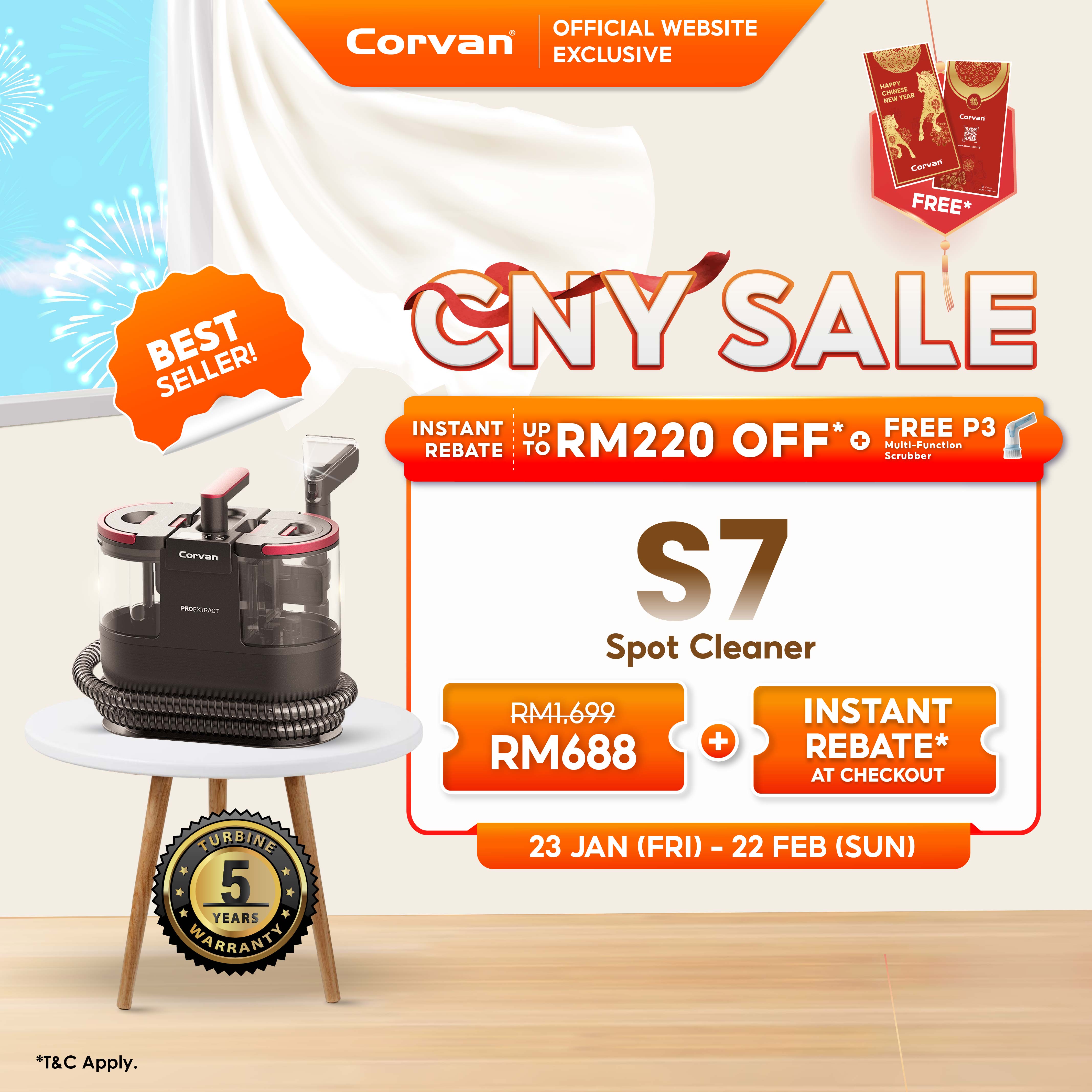 Corvan Spot Cleaner S7 - Carpet & Upholstery Cleaning with ProExtract System