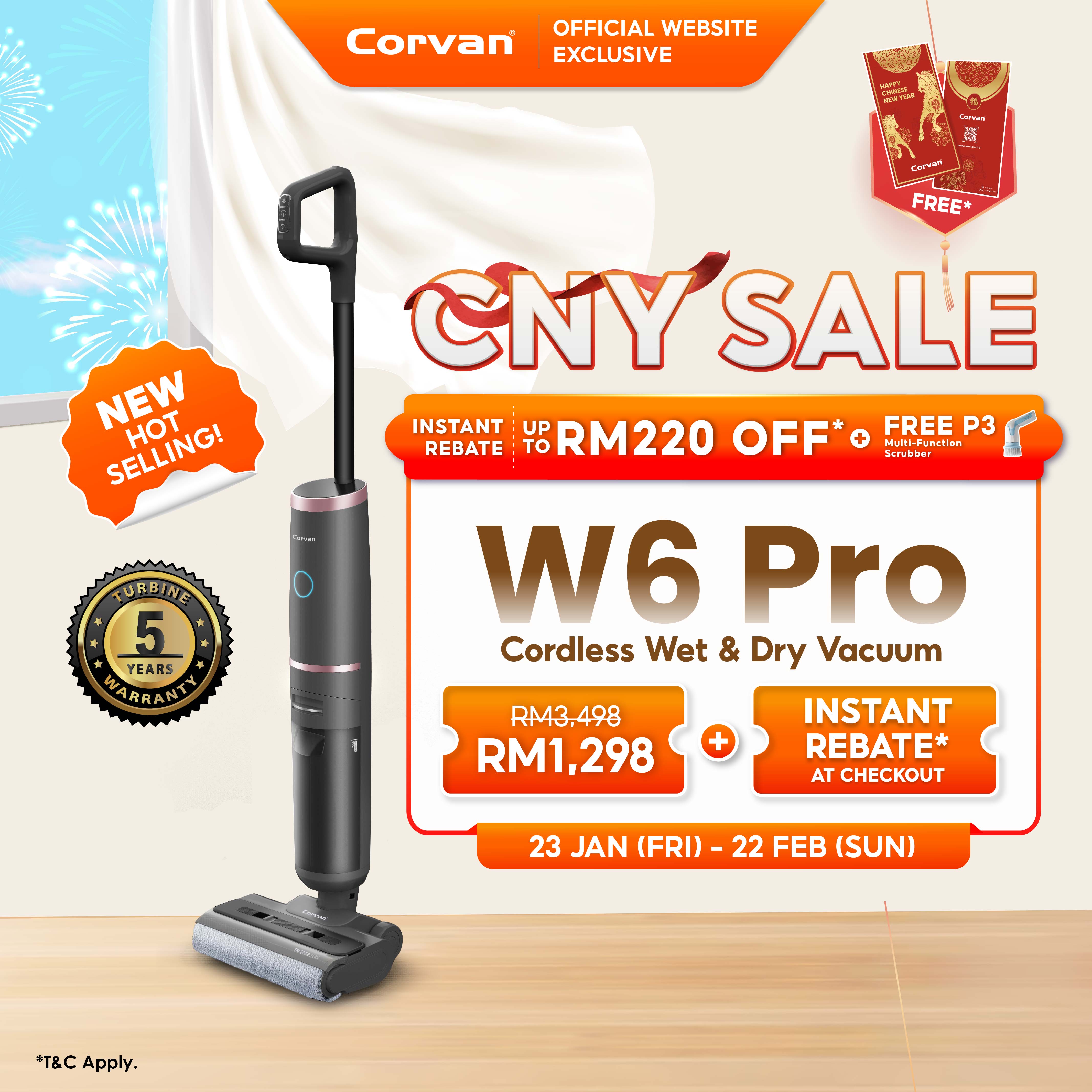 Corvan W6 Pro Cordless Wet and Dry Vacuum (ETA 28 February 2026)