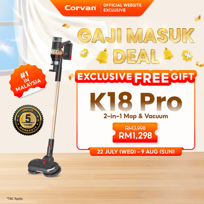 Corvan 2 In 1 Cordless Vacuum Cleaner & Cordless Mop K18 Pro
