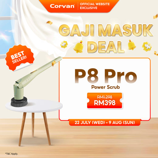 Corvan P8 Pro PowerScrub: Dual-Speed Scrubbing, Multiple Pads & Brushes