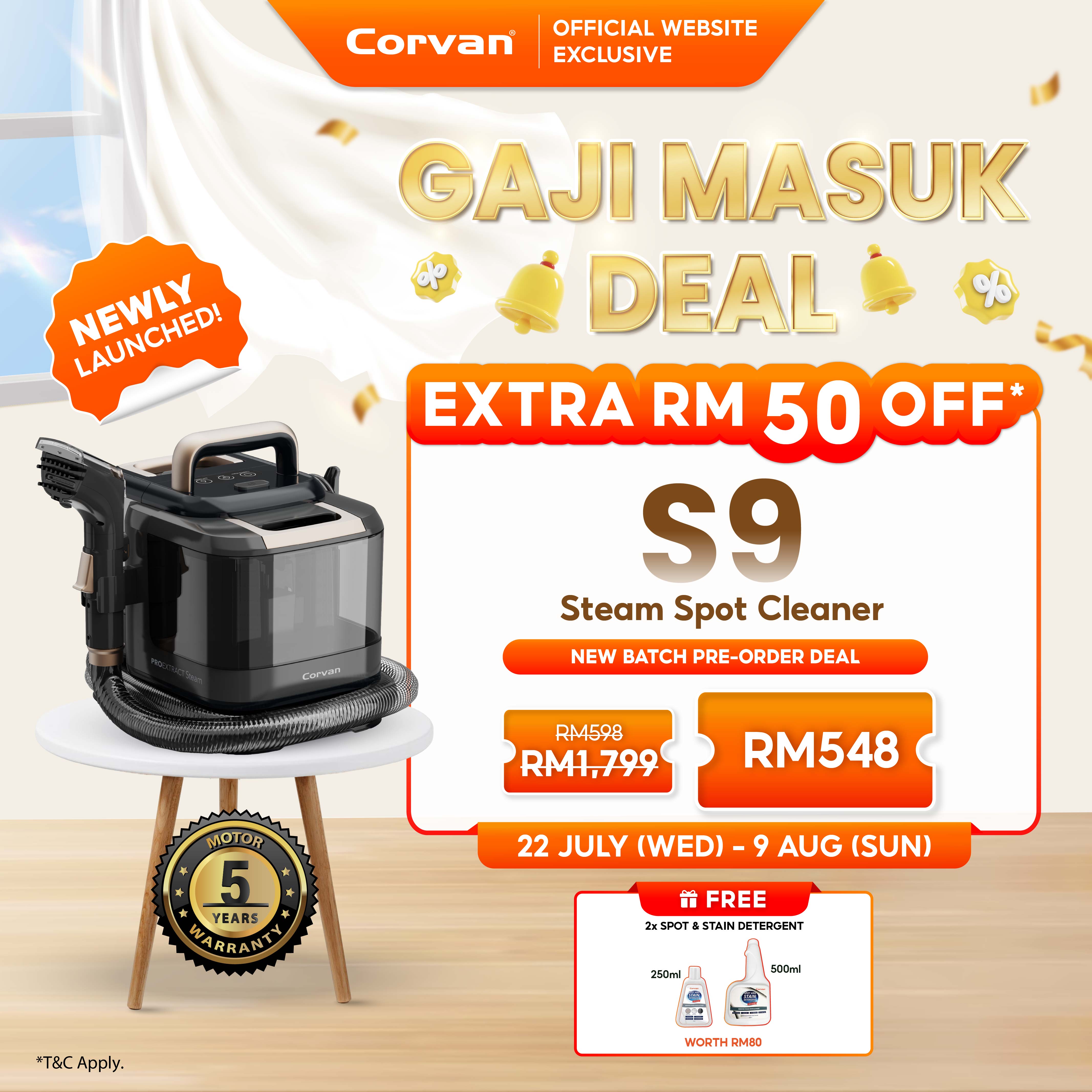 (Pre-Order) NEW Corvan Steam Spot Cleaner S9 (ETA Mid-Aug)