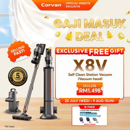 Corvan X8V Self Clean 2-in-1 Vacuum and Sterilize | Auto Clean Station