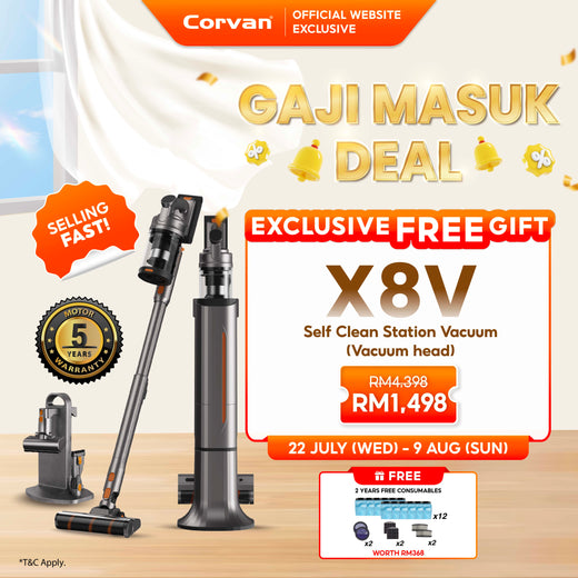Corvan X8V Self Clean 2-in-1 Vacuum and Sterilize | Auto Clean Station