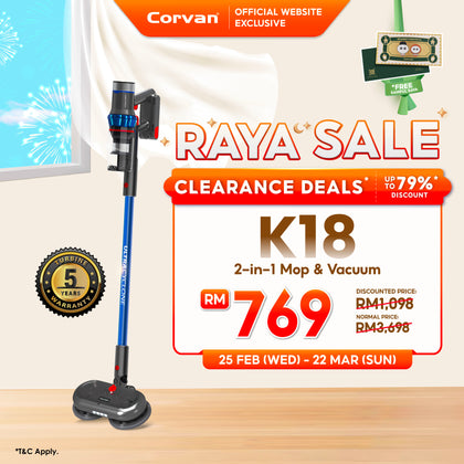 Corvan 2 In 1 Cordless Vacuum Cleaner & Cordless Mop K18