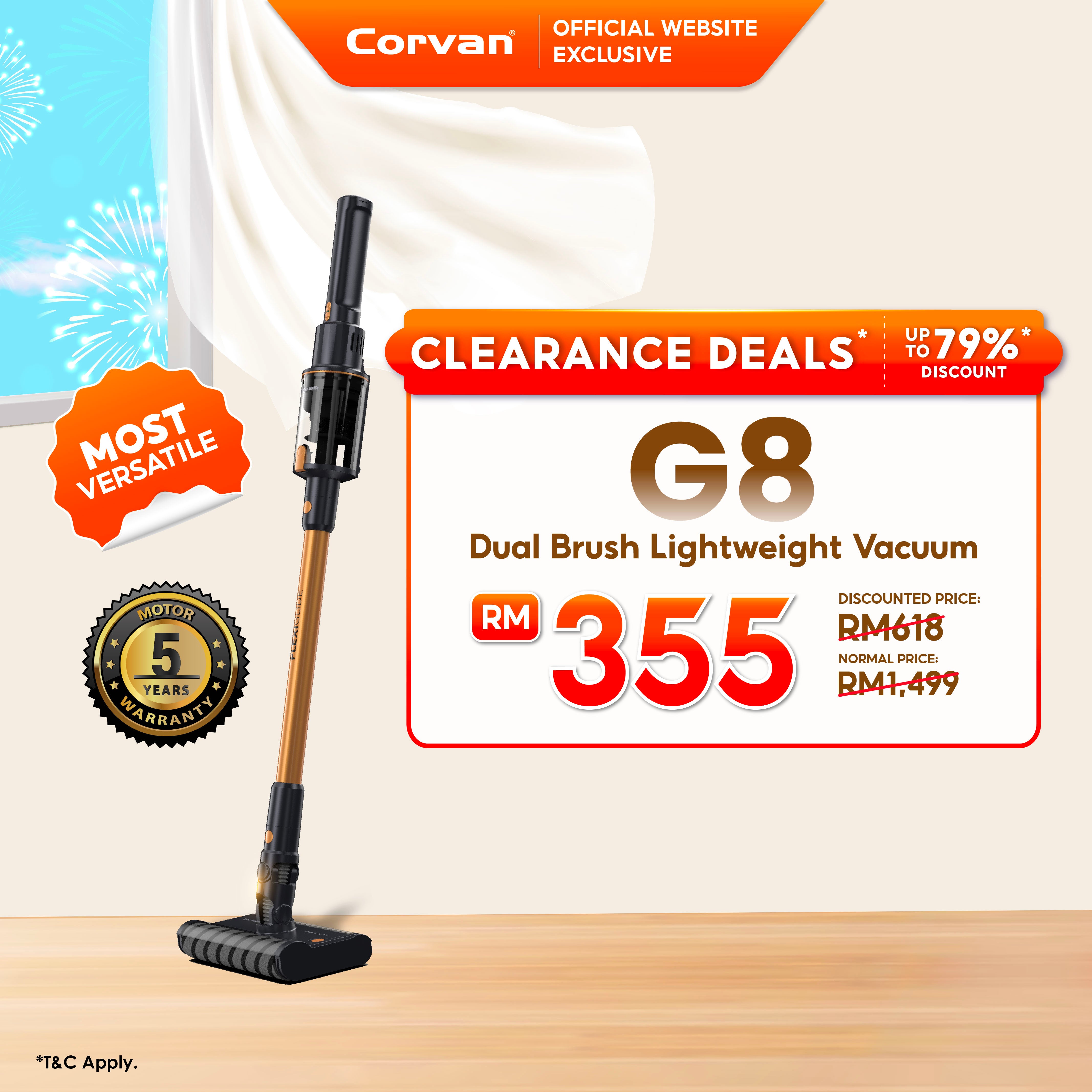 Corvan Cordless Vacuum Dual-Brush Efficiency FlexiGlide G8