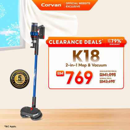 Corvan 2 In 1 Cordless Vacuum Cleaner & Cordless Mop K18
