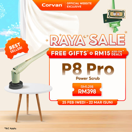 Corvan P8 Pro PowerScrub: Dual-Speed Scrubbing, Multiple Pads & Brushes