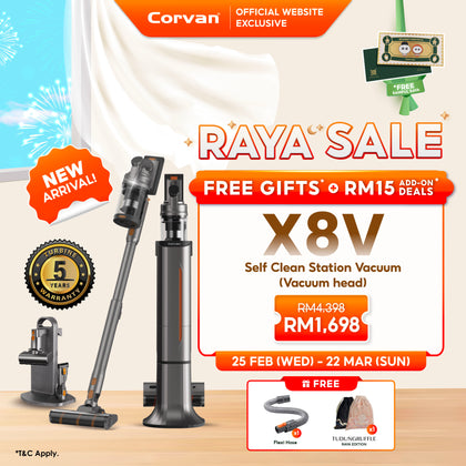 Corvan X8V Self Clean 2-in-1 Vacuum and Sterilize | Auto Clean Station