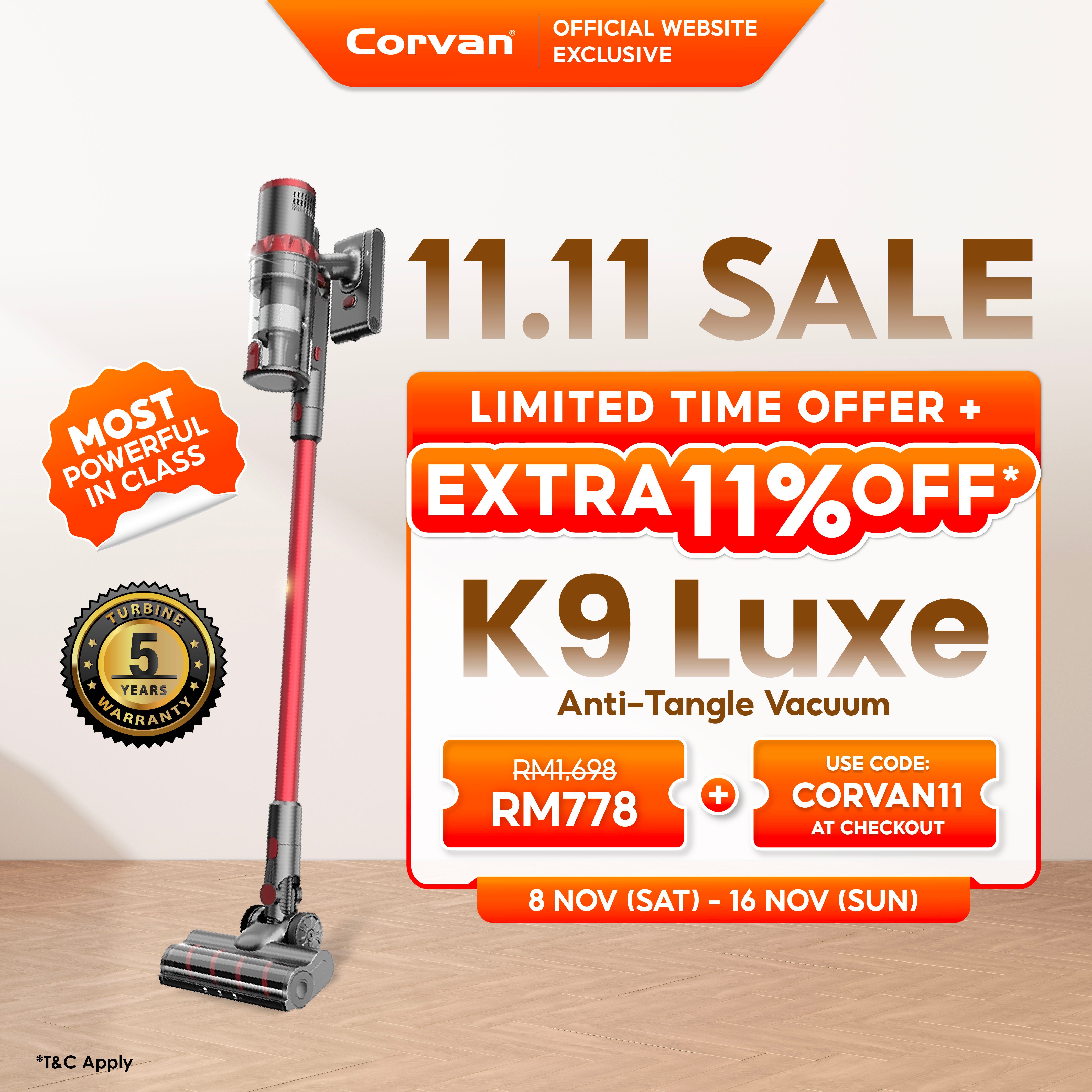 Corvan Anti-tangle Cordless Vacuum Cleaner K9 Luxe