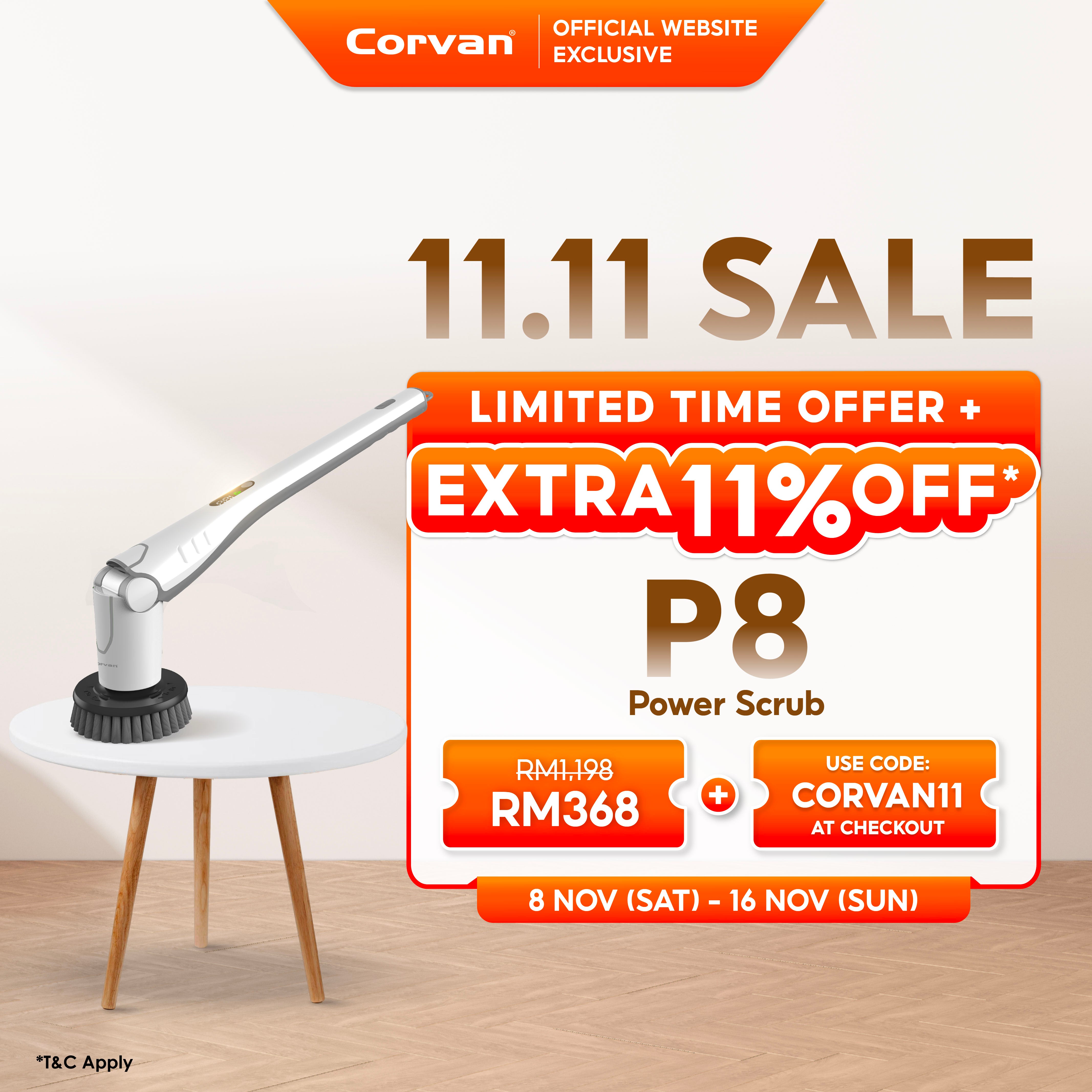 Corvan Power Scrub P8 - Scrub, Polish and Wax with dual speed SuperTorque technology