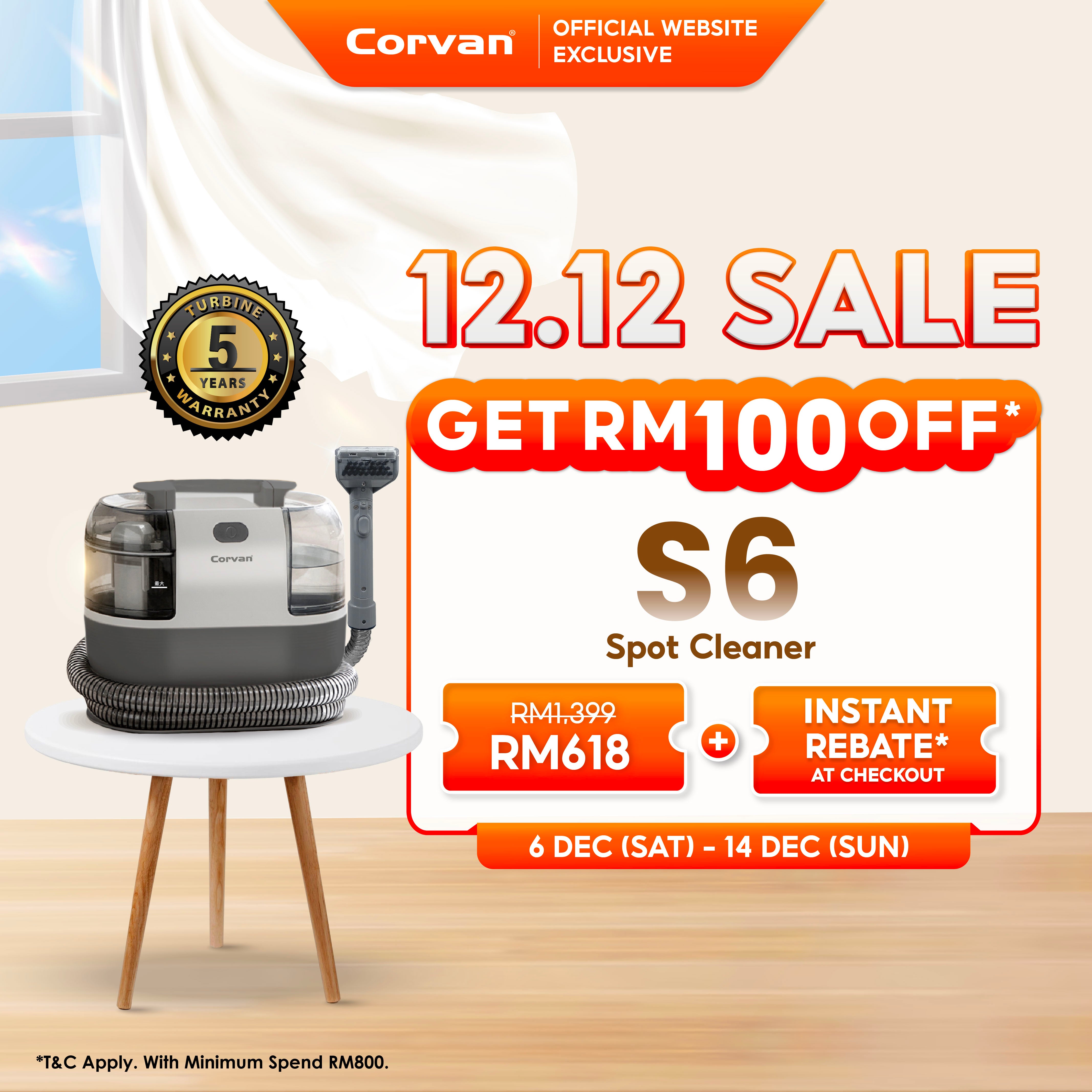 Corvan Spot Cleaner S6 - Carpet & Upholstery Cleaning with TurboDry System