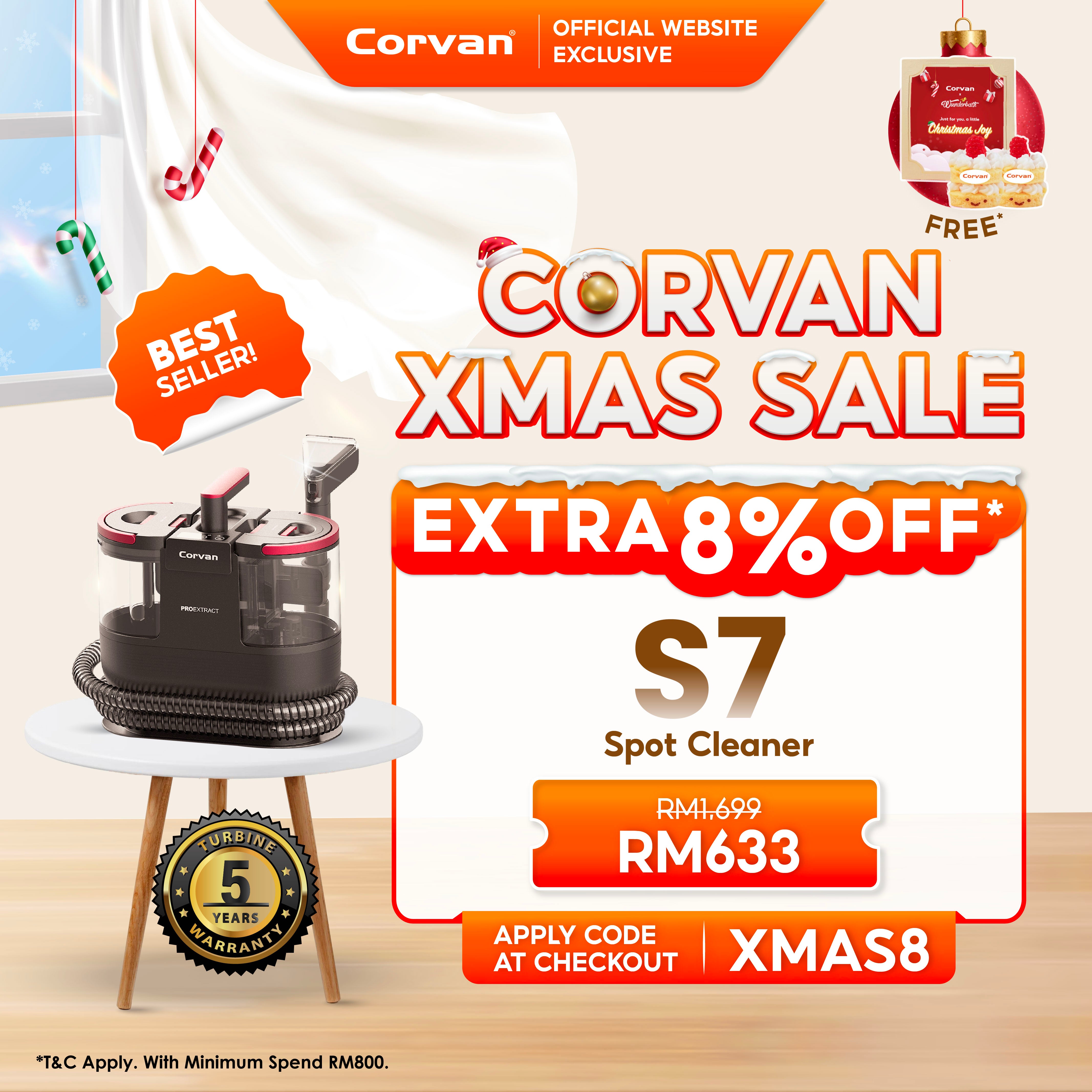 Corvan Spot Cleaner S7 - Carpet & Upholstery Cleaning with ProExtract System