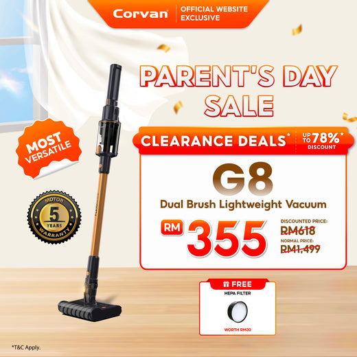 Corvan Cordless Vacuum Dual-Brush Efficiency FlexiGlide G8