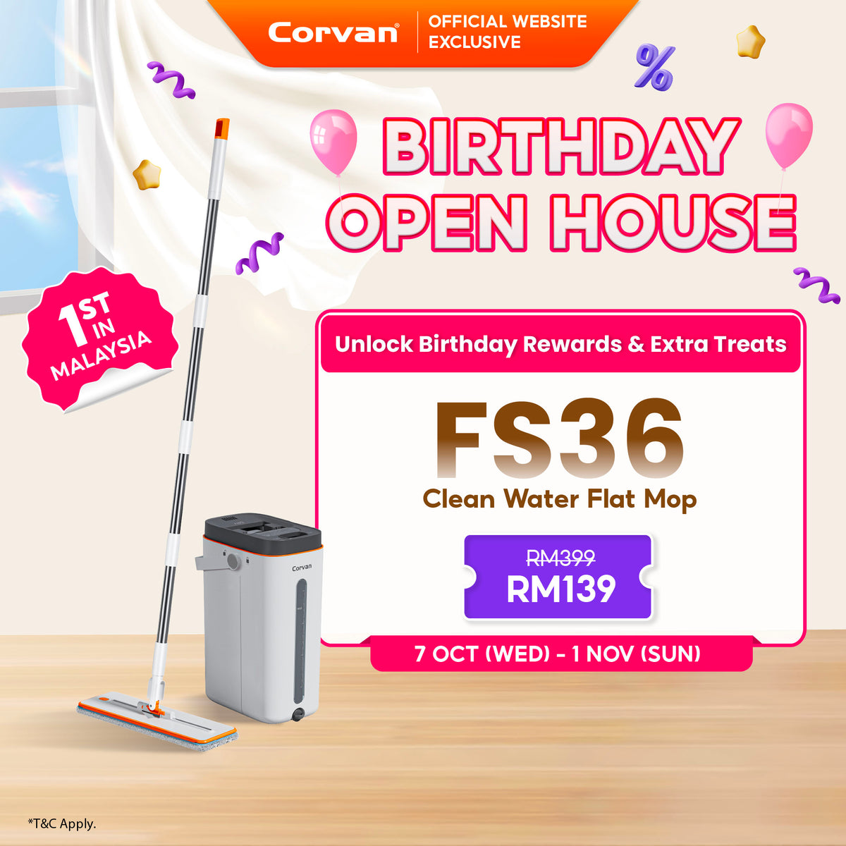 Corvan ACTIVEWASH Flat Mop FS36