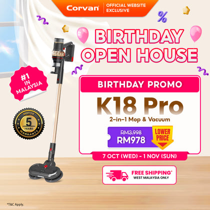 Corvan 2 In 1 Cordless Vacuum Cleaner & Cordless Mop K18 Pro