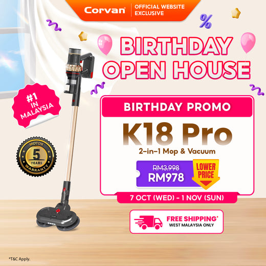 Corvan 2 In 1 Cordless Vacuum Cleaner & Cordless Mop K18 Pro