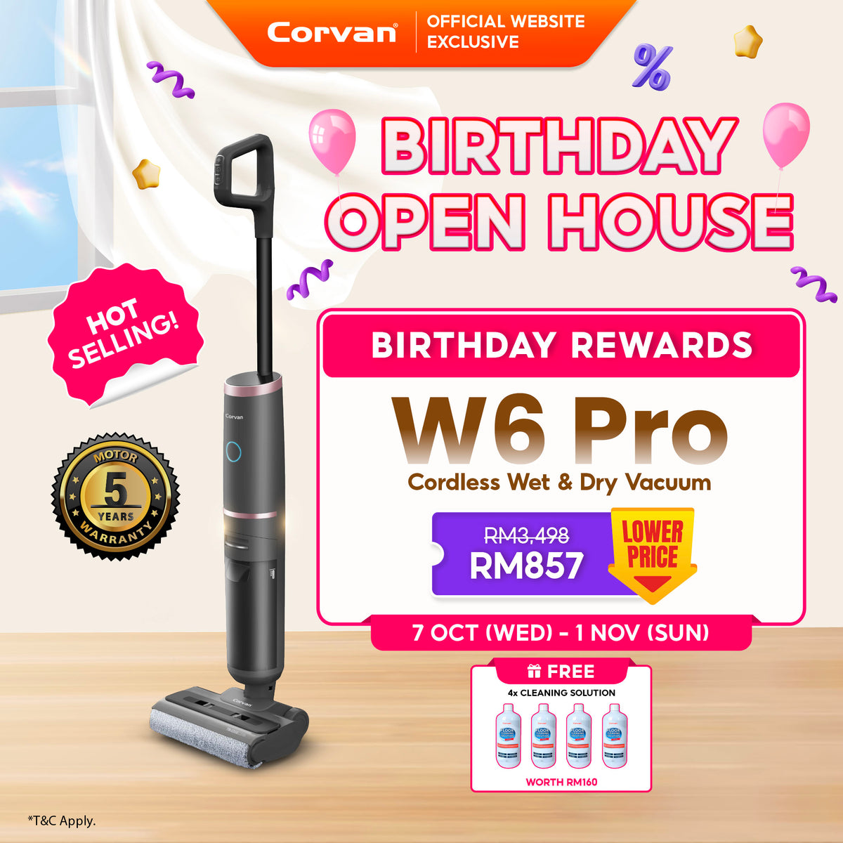 Corvan W6 Pro Cordless Wet and Dry Vacuum