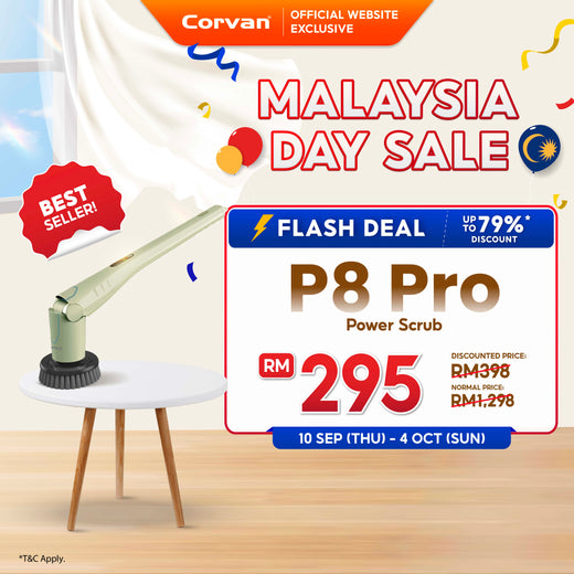 Corvan P8 Pro PowerScrub: Dual-Speed Scrubbing, Multiple Pads & Brushes