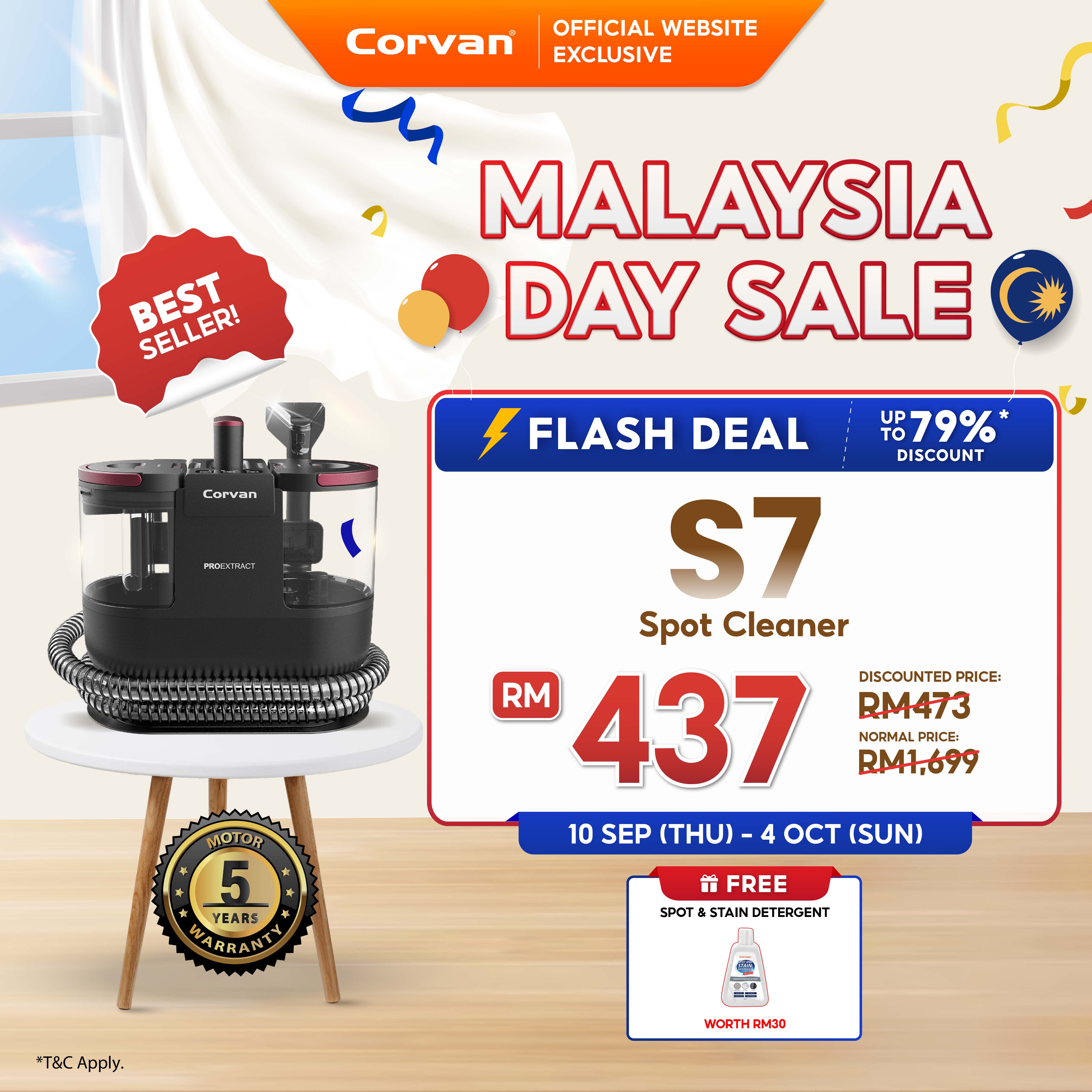 Corvan Spot Cleaner S7 - Carpet & Upholstery Cleaning with ProExtract System