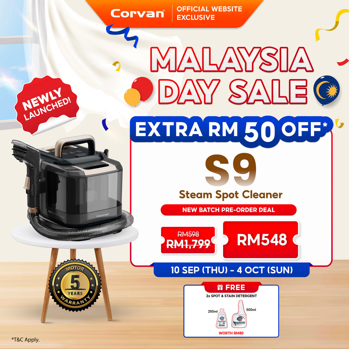 (Pre-Order) NEW Corvan Steam Spot Cleaner S9 (ETA End of Sep)