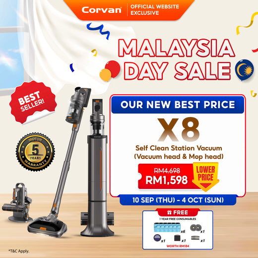 Corvan X8 Self Clean 4-in-1 Mop, Vacuum, Steam and Sterilize | All-In-One Auto Clean Station