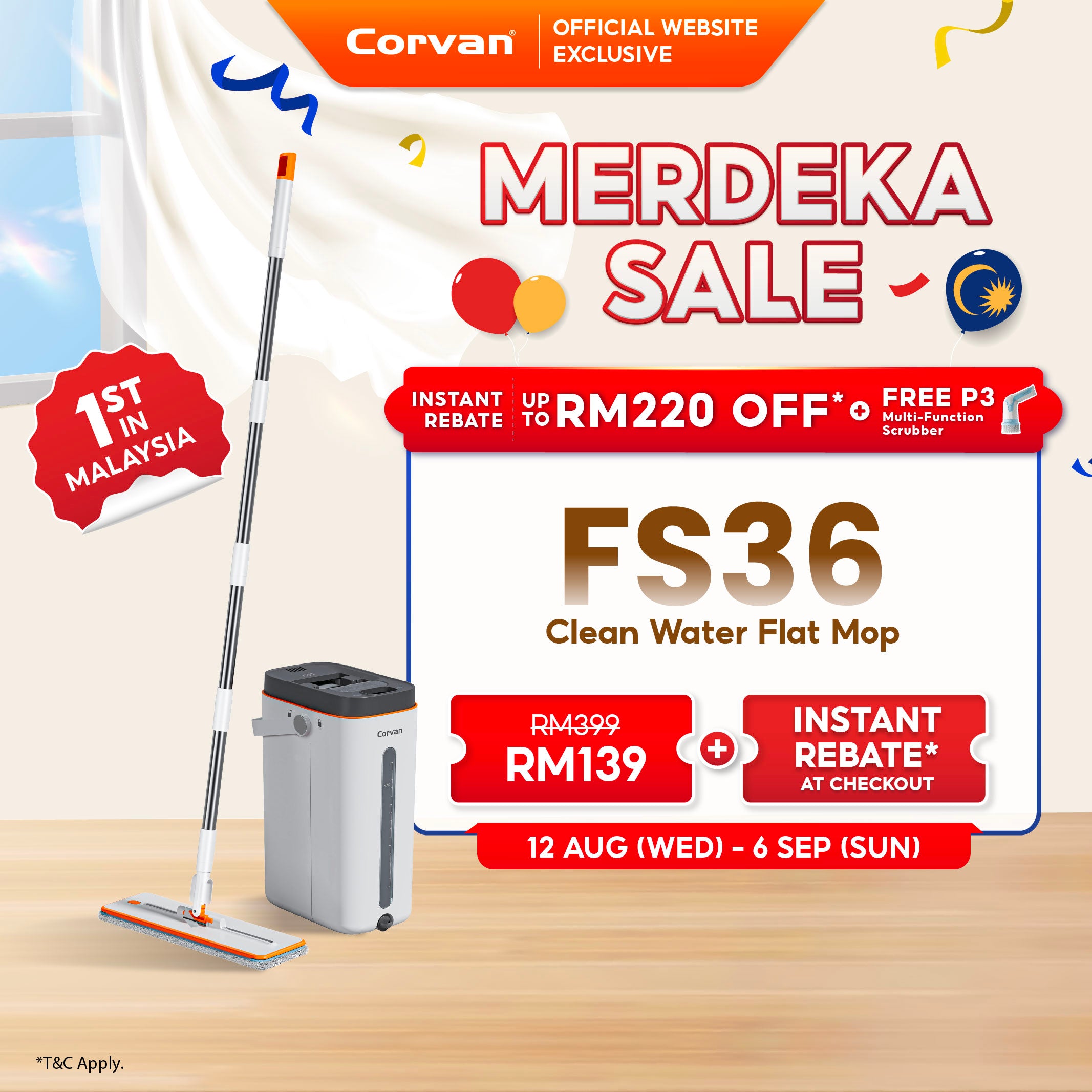 Corvan ACTIVEWASH Flat Mop FS36