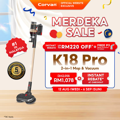 Corvan 2 In 1 Cordless Vacuum Cleaner & Cordless Mop K18 Pro