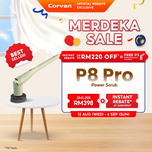Corvan P8 Pro PowerScrub: Dual-Speed Scrubbing, Multiple Pads & Brushes
