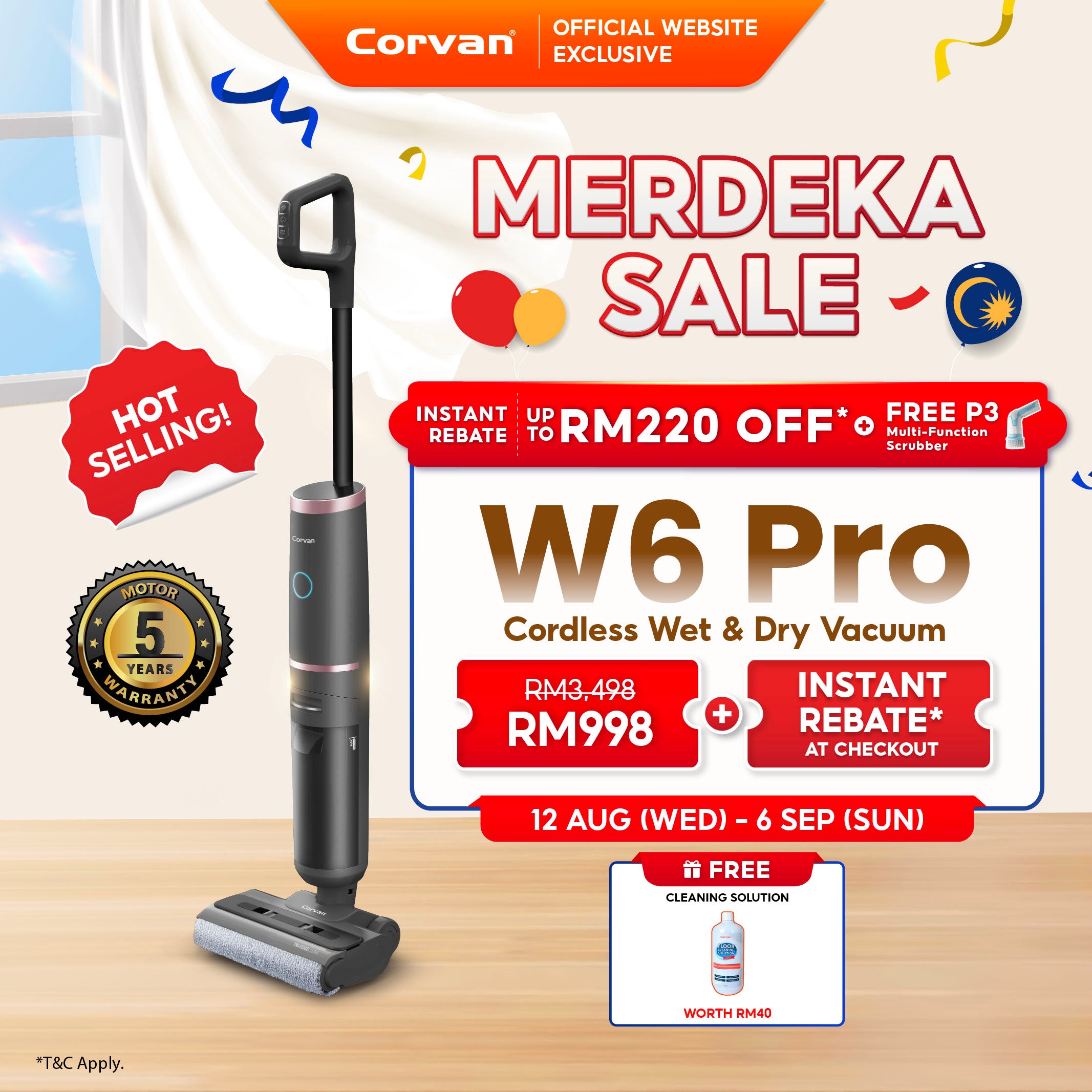 Corvan W6 Pro Cordless Wet and Dry Vacuum
